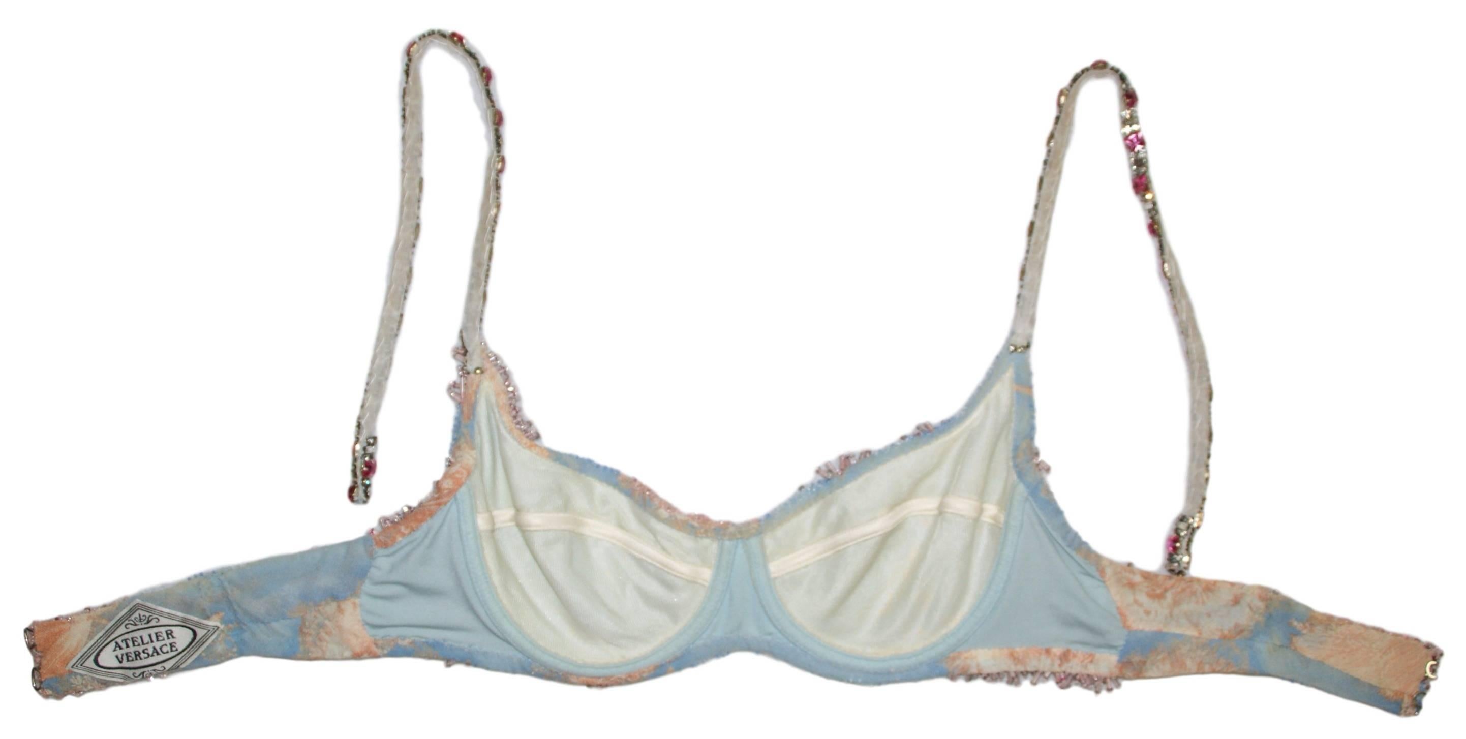 S/S 1992 Atelier Versace by Gianni Crystal Beaded Bra Top In Good Condition In Yukon, OK