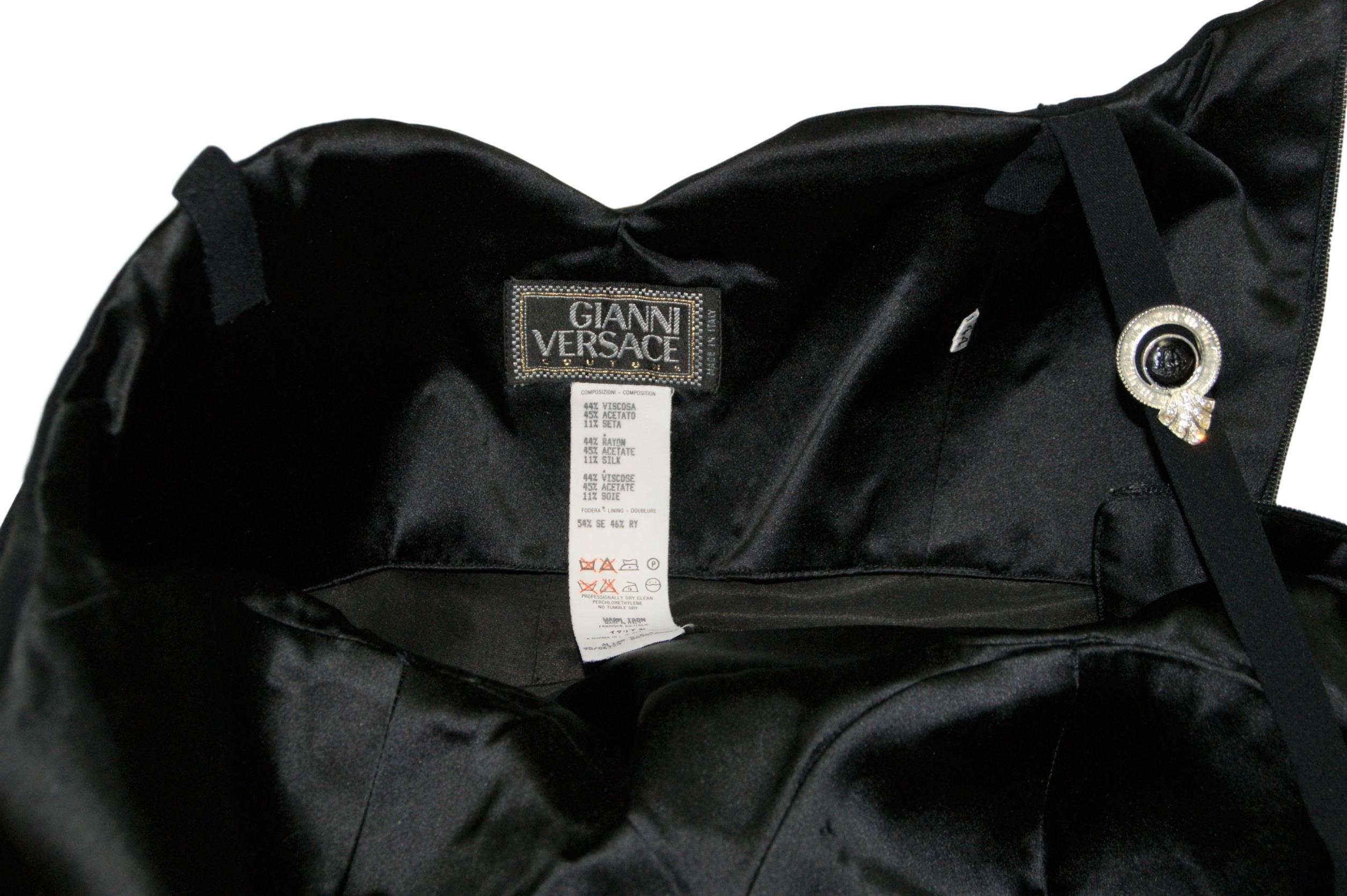 Women's F/W 1995 Gianni Versace Couture Long Black Gown Dress M 44