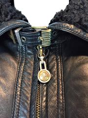 A/W 1992 Gianni Versace Men's Bondage Apres Ski Black Leather Jacket Coat