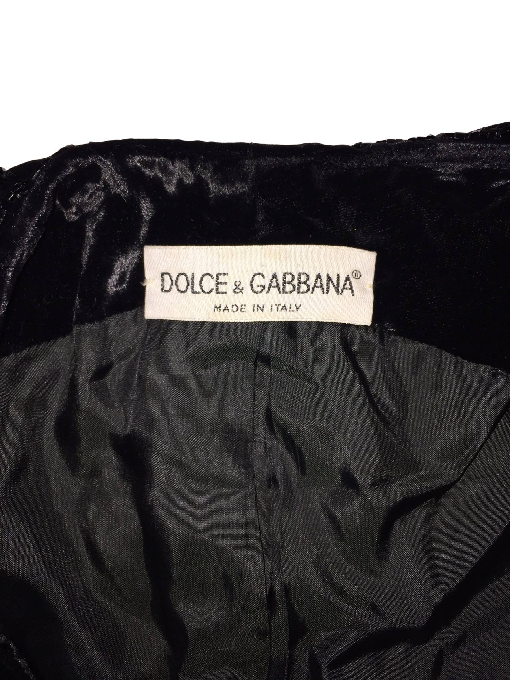 F/W 1993 Dolce & Gabbana Orient Express Long Beaded Crystal Velvet Gown Dress 4