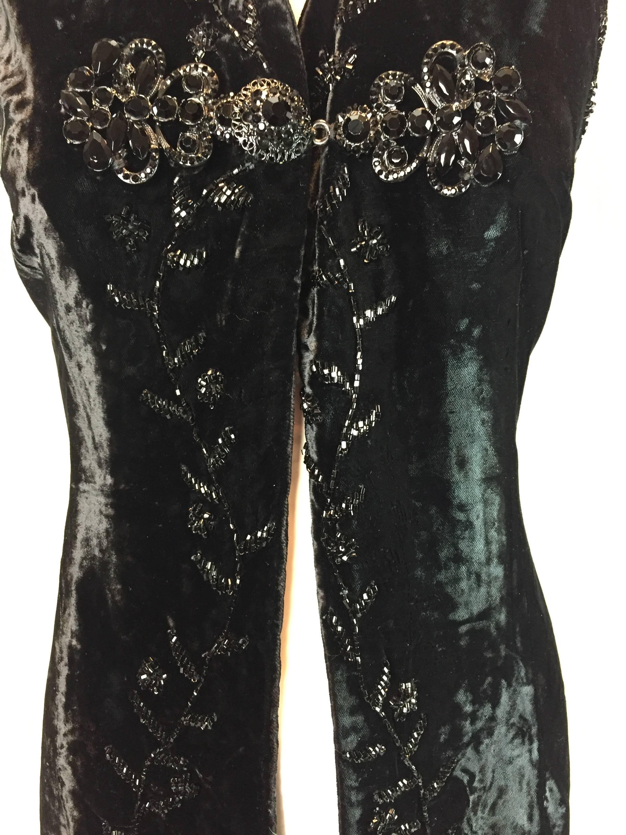 Black F/W 1993 Dolce & Gabbana Orient Express Long Beaded Crystal Velvet Gown Dress