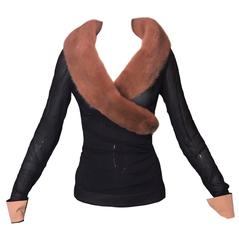 S/S 1998 Dolce & Gabbana Black Sheer Silk Wrap Sable Fur Jacket 4