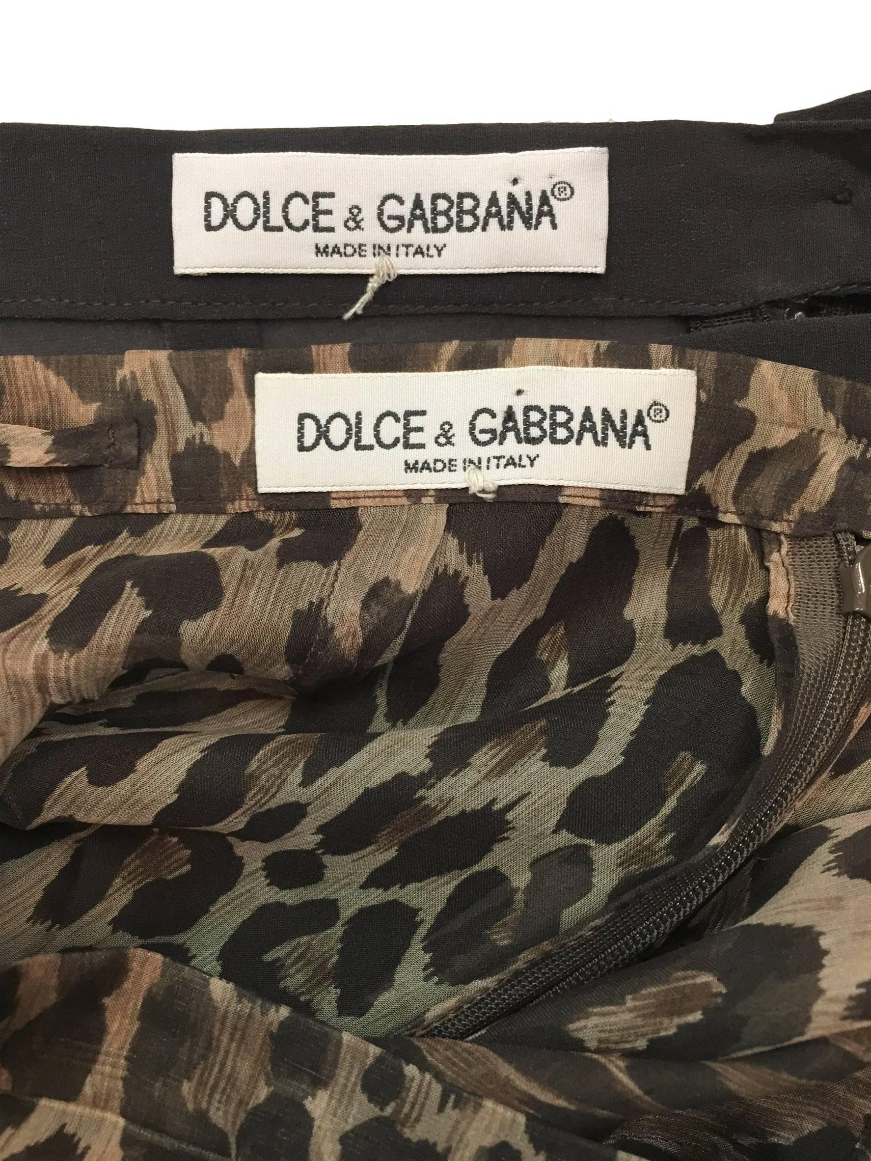 S/S 1997 Dolce & Gabbana Runway Leopard Silk Sheer Skirt Jacket Suit 2