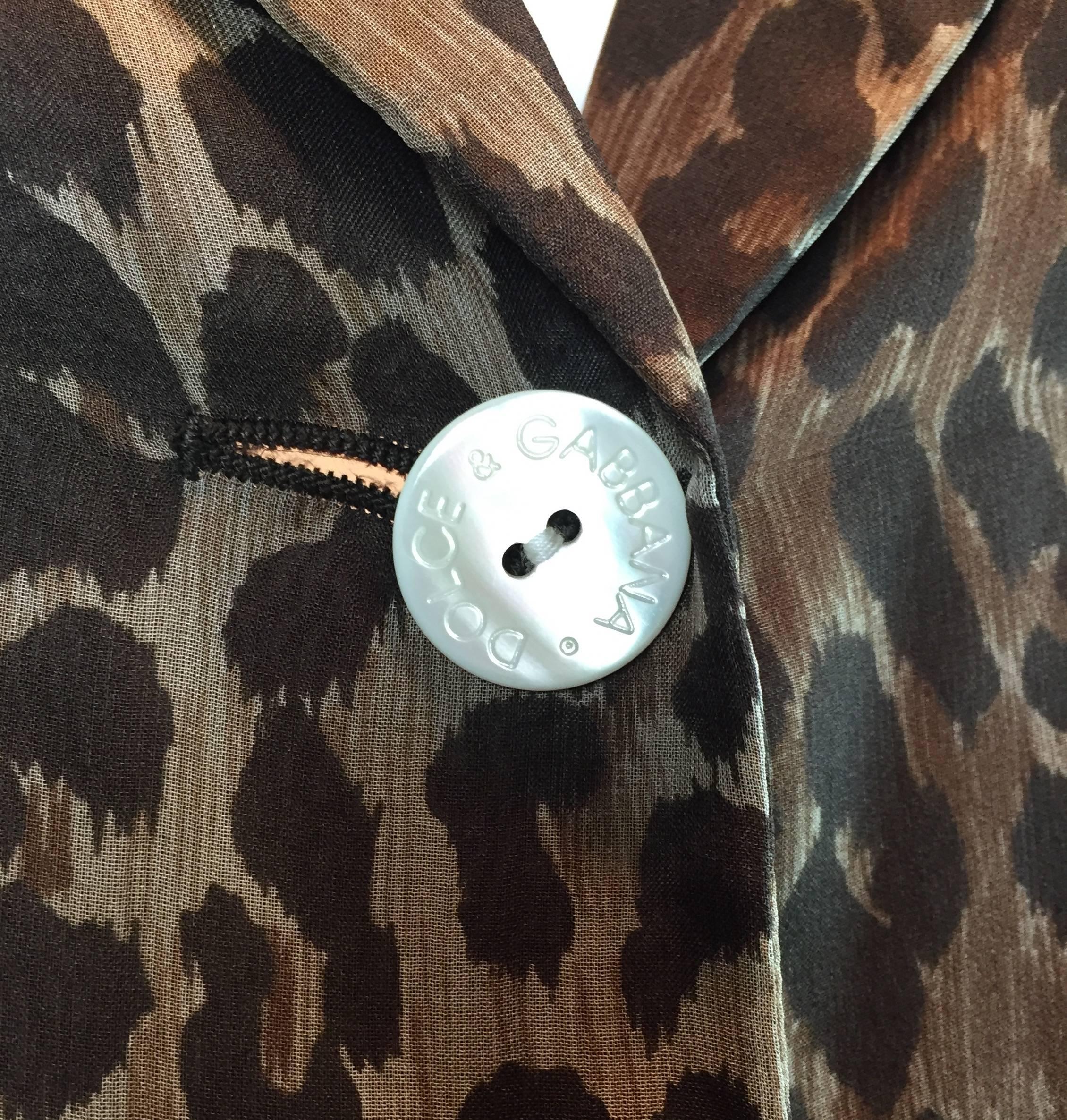 S/S 1997 Dolce & Gabbana Runway Leopard Silk Sheer Skirt Jacket Suit 1