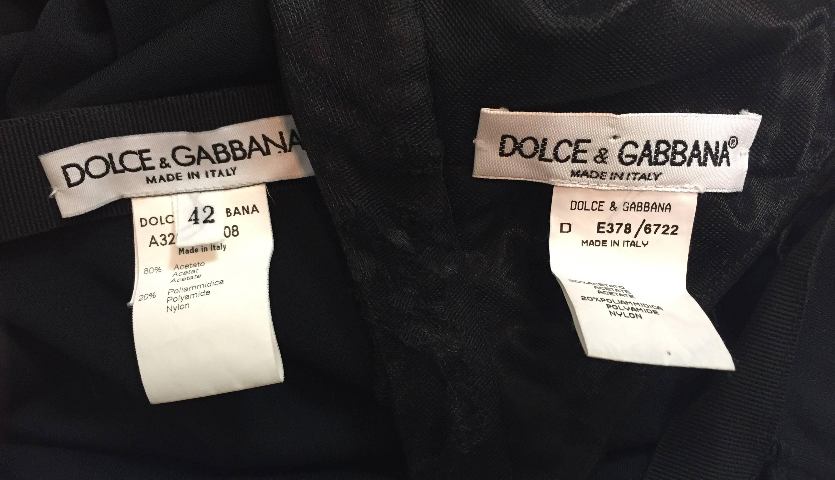 Black S/S 1997 Dolce & Gabbana Sheer High Slit Skirt And Bra Top Ensemble 