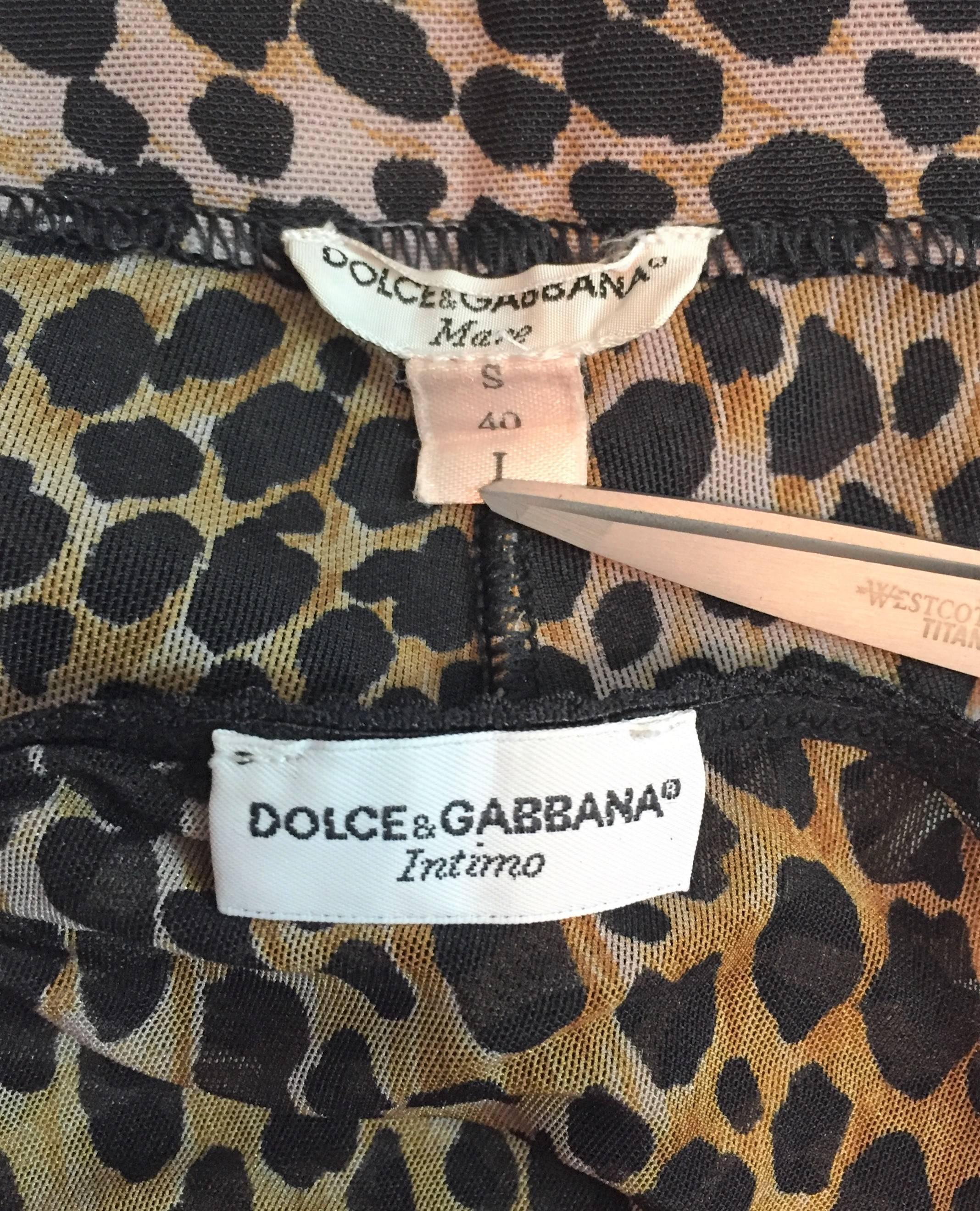 Black 1990's Dolce & Gabbana Sheer Mesh Leopard Pants & Top Ensemble XS/S 