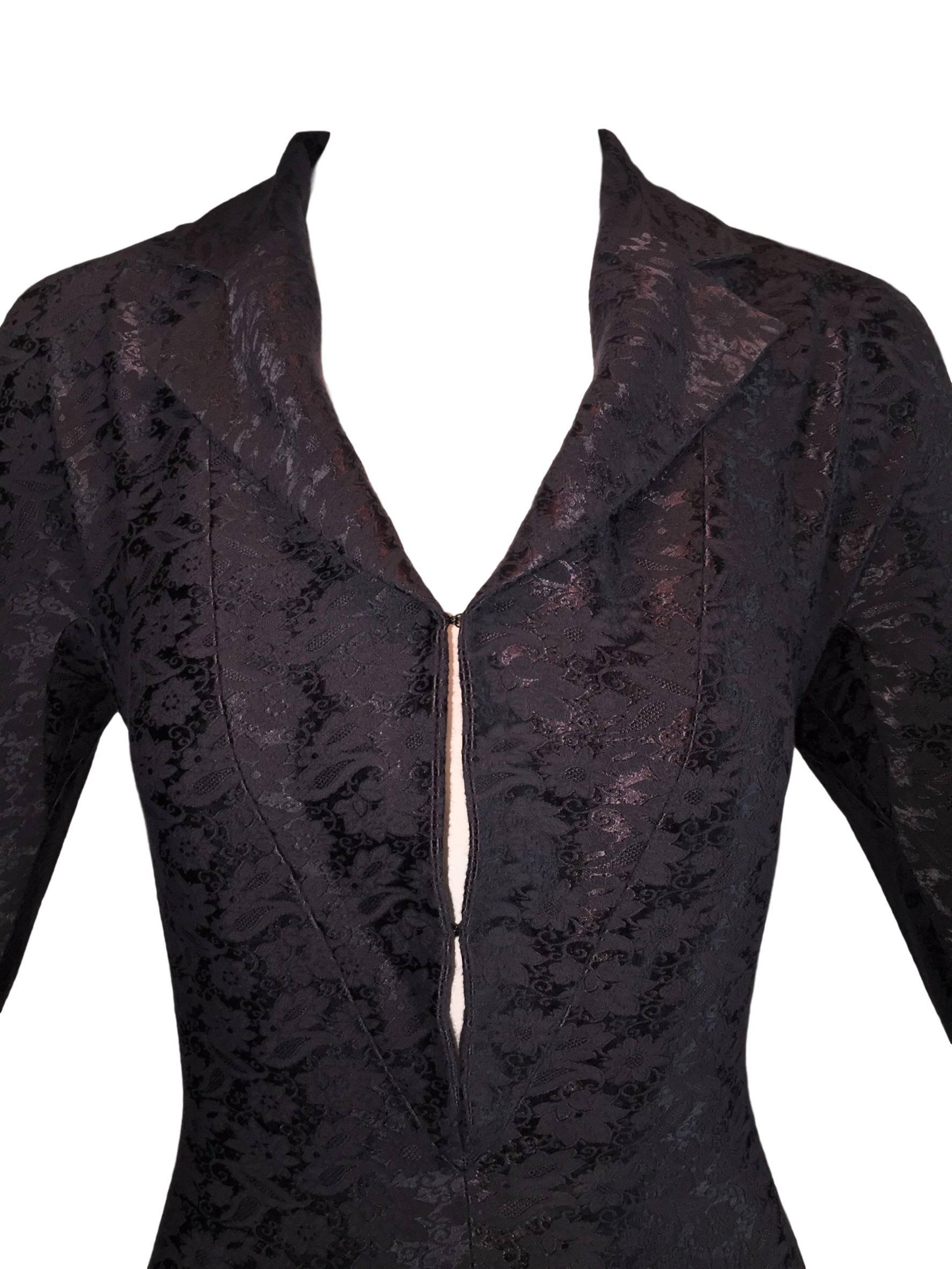 2000's Christian Dior by John Galliano Plum Brocade Plunging Bodysuit Top In Excellent Condition In Yukon, OK