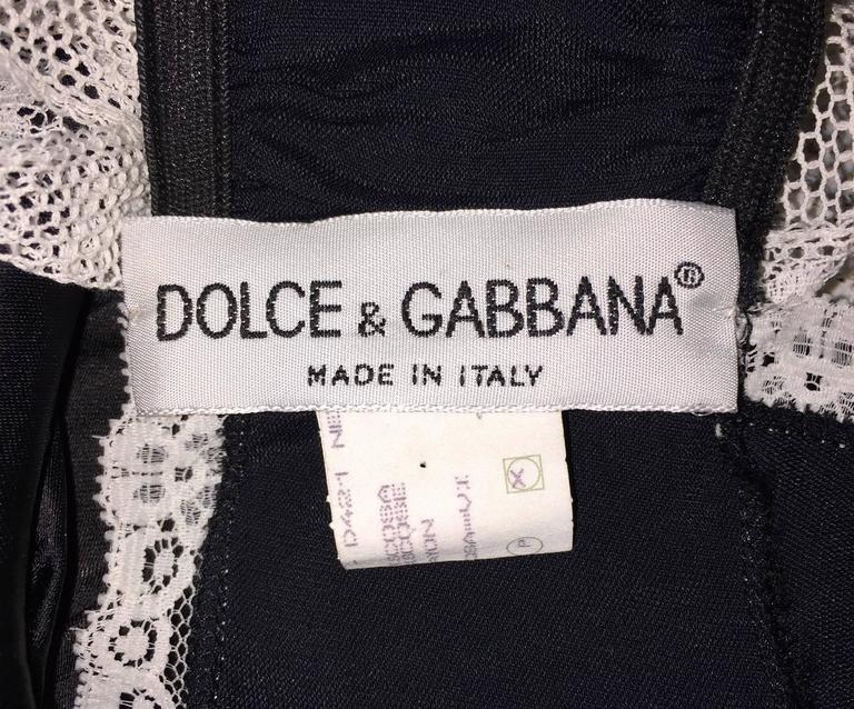 S/S 1995 Dolce and Gabbana Documented Black and White Lace Cami Crop ...