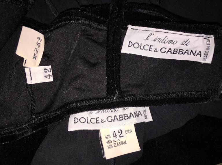 1980's Dolce and Gabbana Black Velvet Bra Top and Sheer Black Silk ...