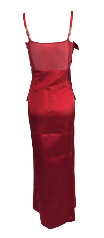 F/W 1996 Gianni Versace Runway Red Sheer Silk Gown Dress at 1stDibs