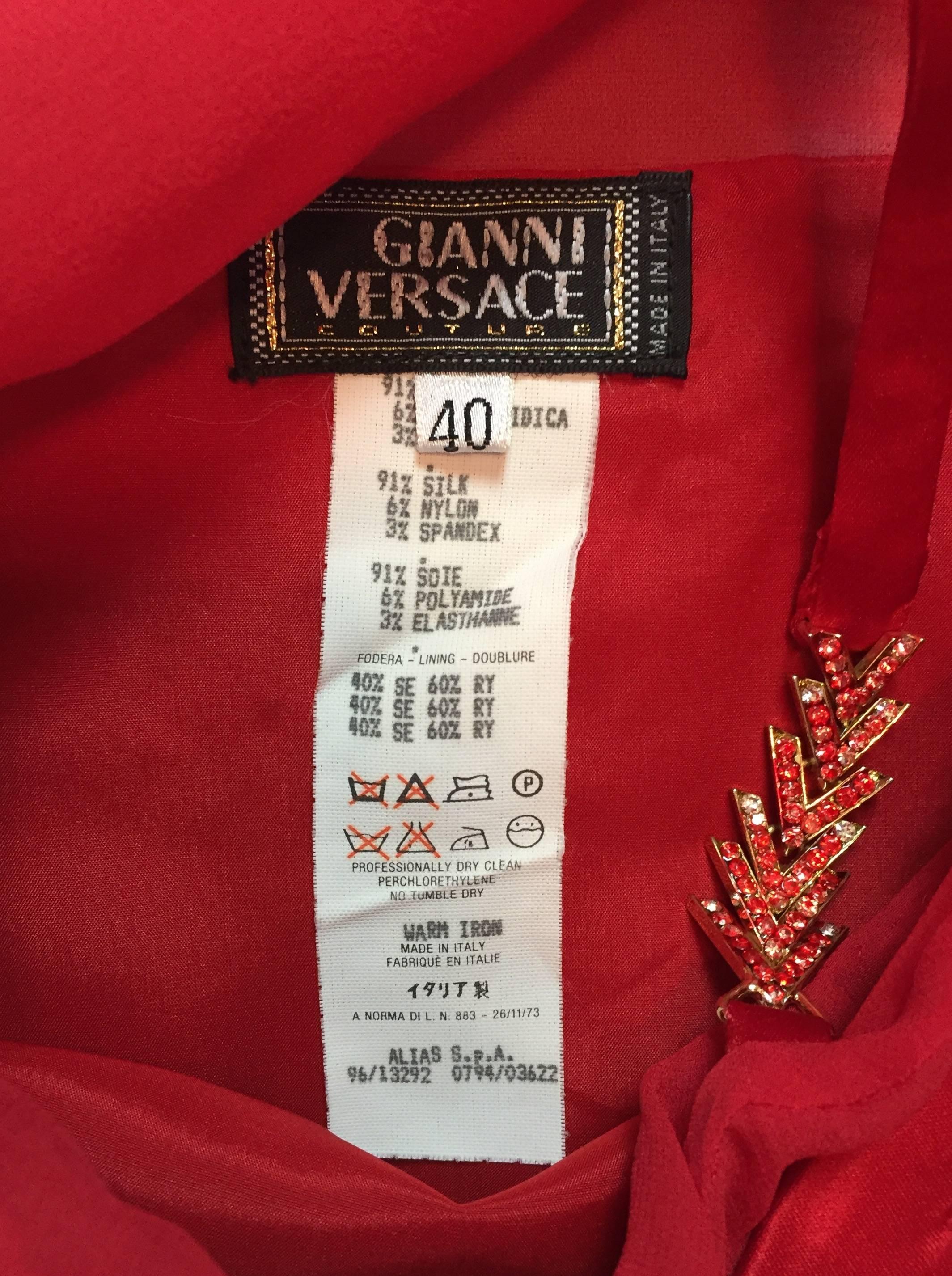 F/W 1996 Gianni Versace Runway Red Sheer Silk Gown Dress 2