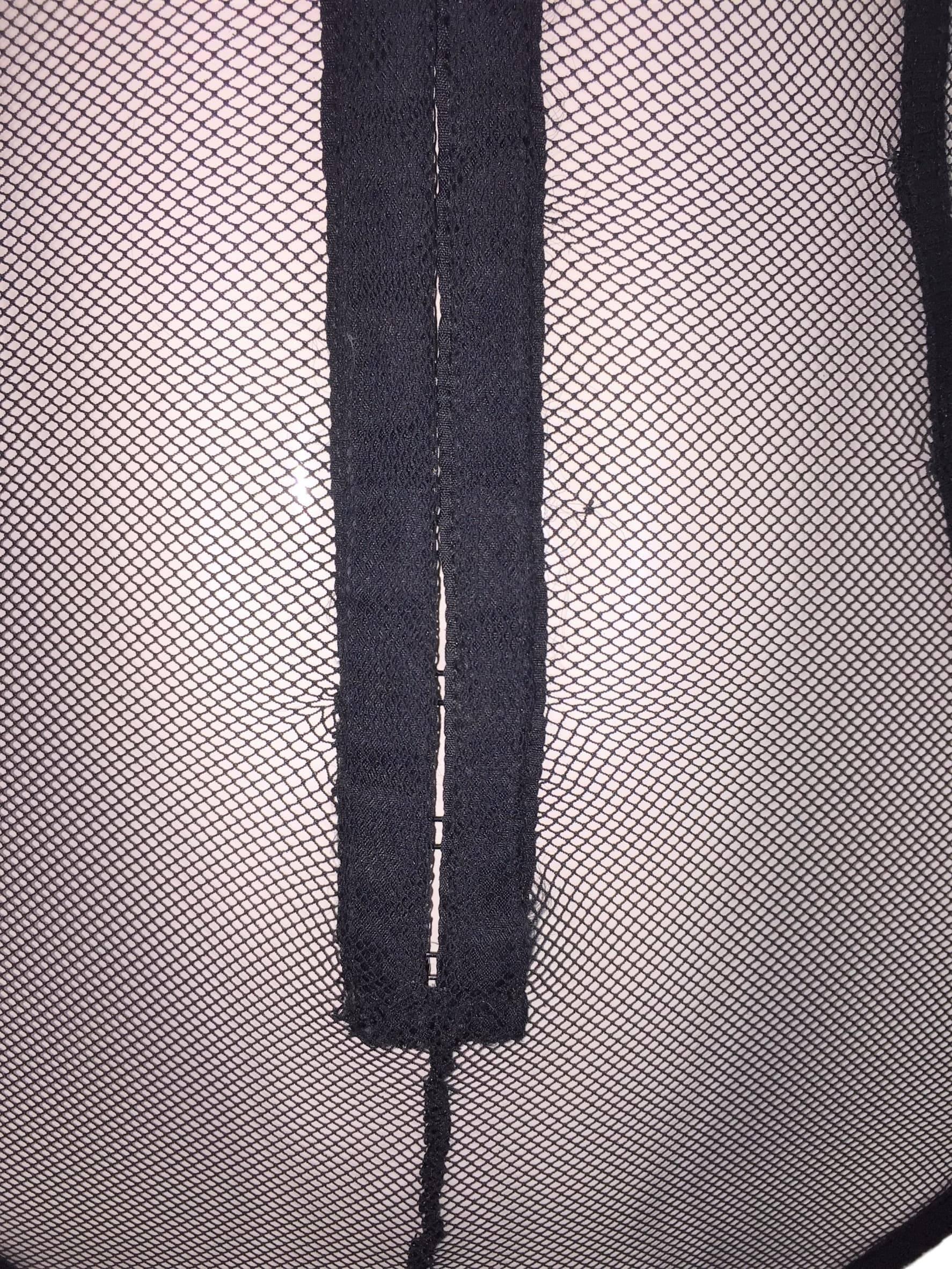 Dolce & Gabbana Sheer Black Mesh Bodysuit, 1990s  In Good Condition In Yukon, OK