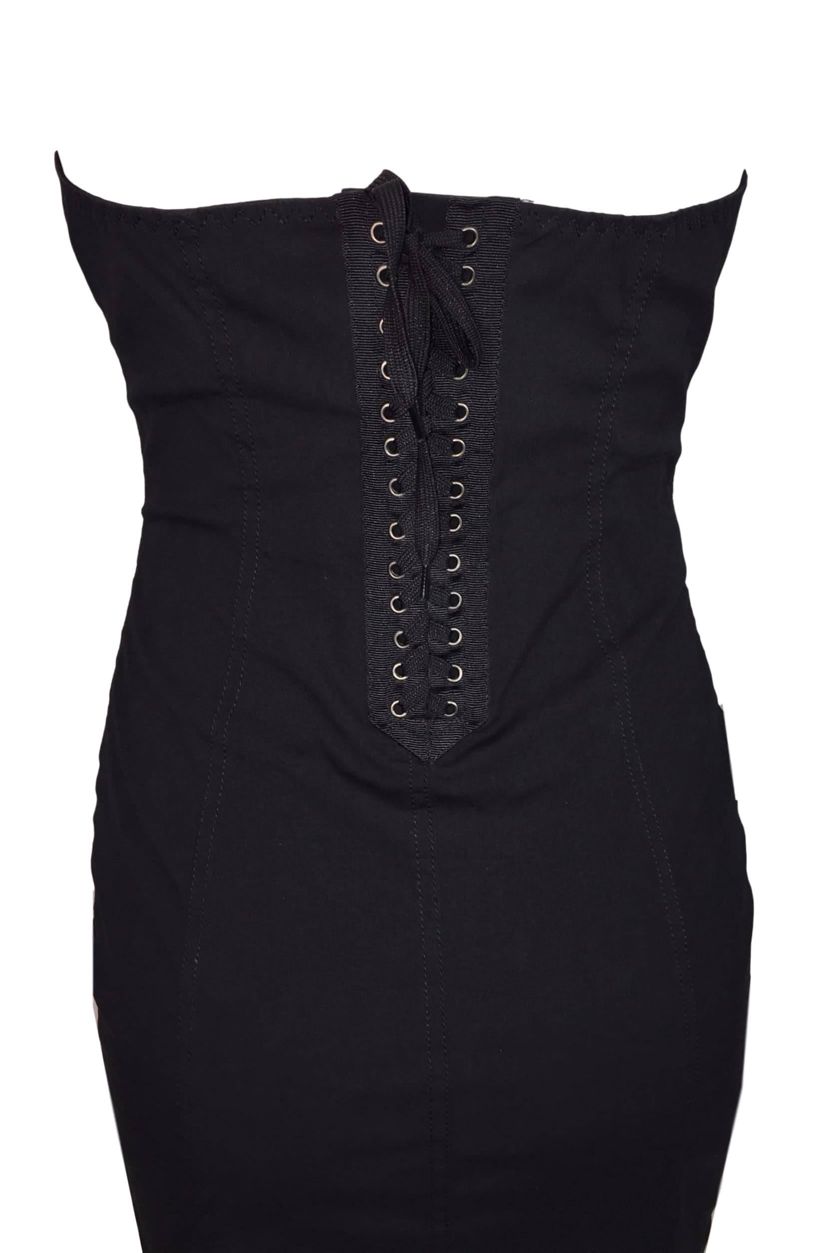 1987 Jean Paul Gaultier FIT Museum Black Mesh Corset Zipper Wiggle Dress 1
