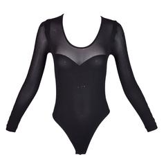 1990's Christian Dior Sheer Black Tattoo L/S Bodysuit Top S 6