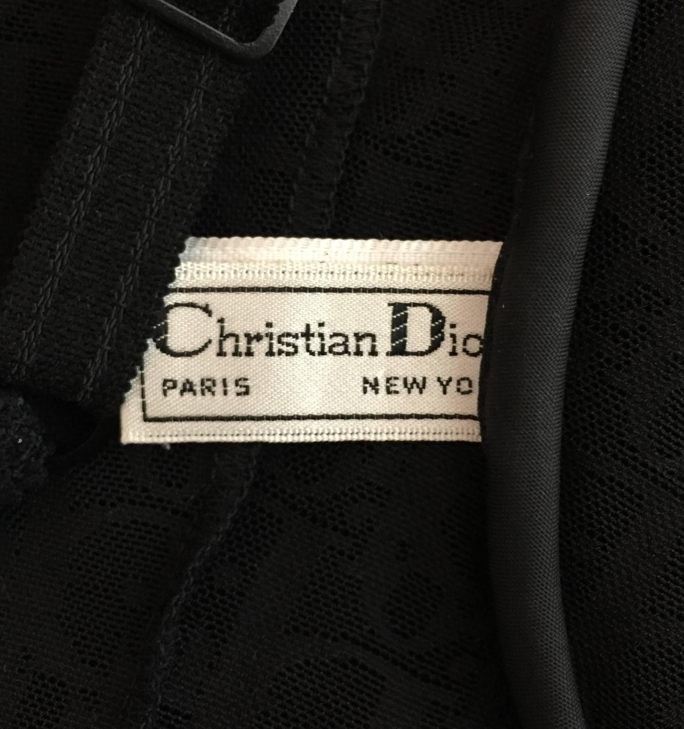 Unworn 1990's Christian Dior Monogram Sheer Black Mesh Bodysuit 38C XS/S In New Condition In Yukon, OK