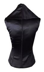 2001 Dolce & Gabbana Black Stretch Silk Satin Plunging Corset Top