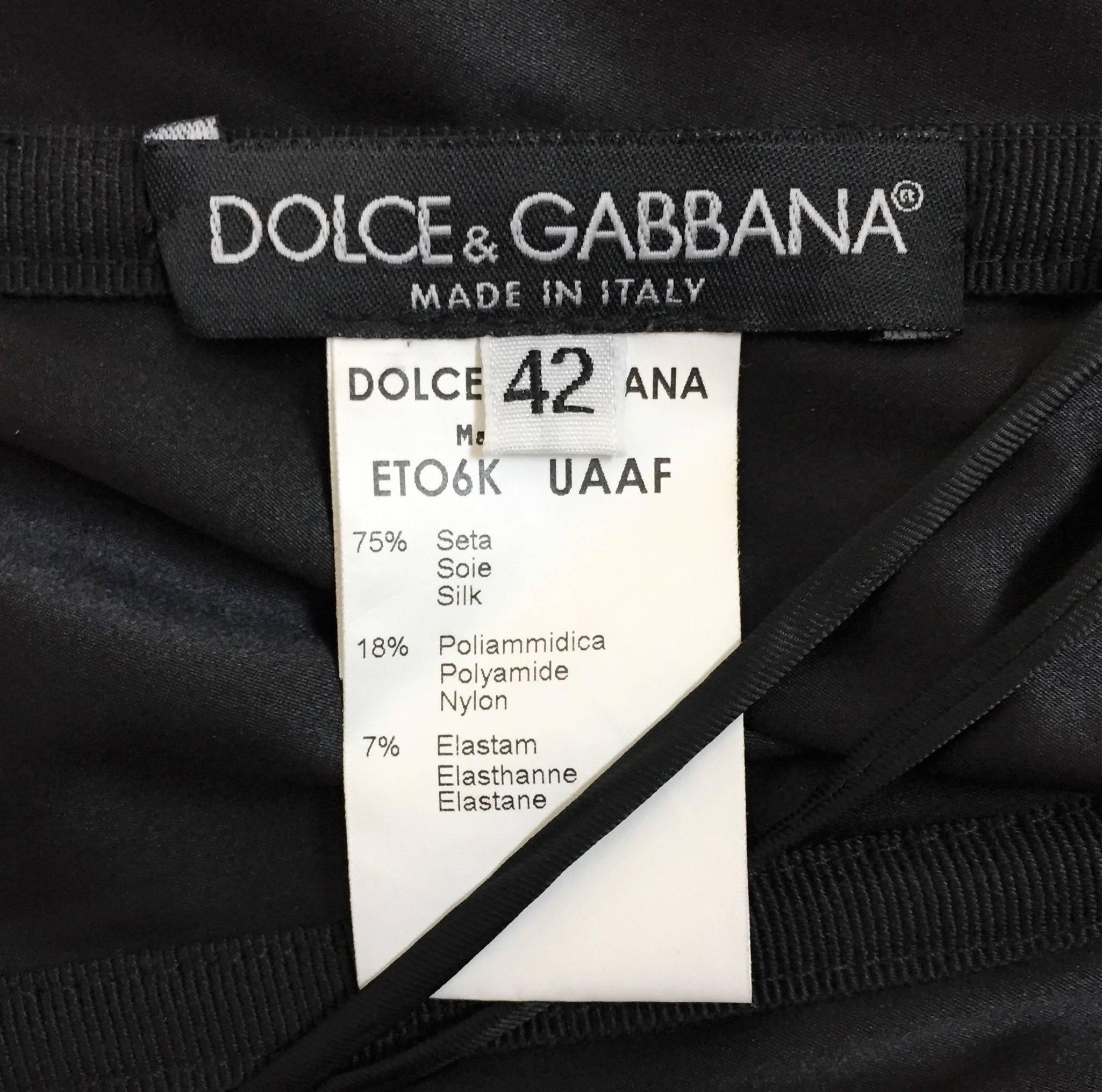 2001 Dolce & Gabbana Black Stretch Silk Satin Plunging Corset Top  In Excellent Condition In Yukon, OK