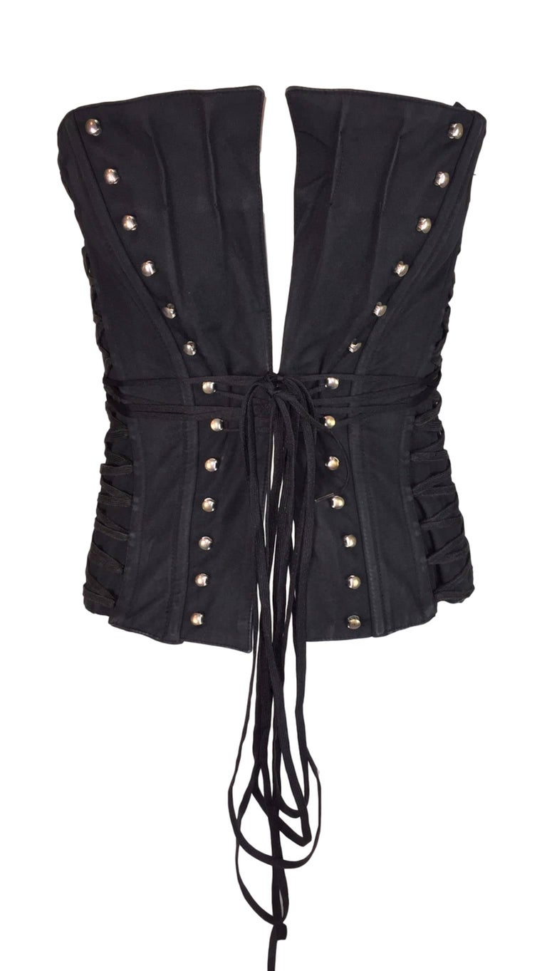 S/S 2002 Dolce and Gabbana Runway Black Lace-up Corset Strapless Top 40 ...