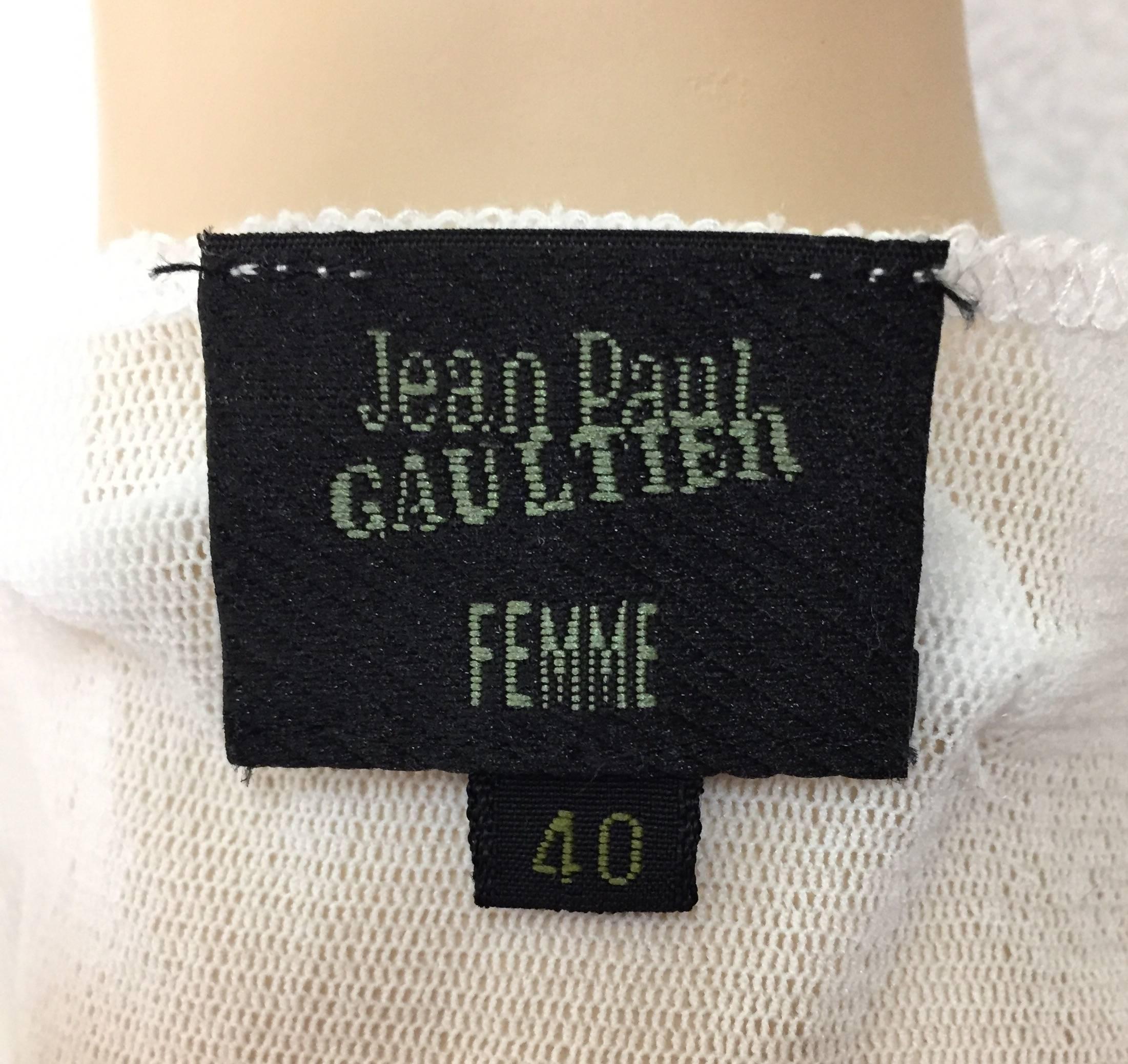 Gray 1990's Jean Paul Gaultier Sheer White Mesh Plunging Mini Dress