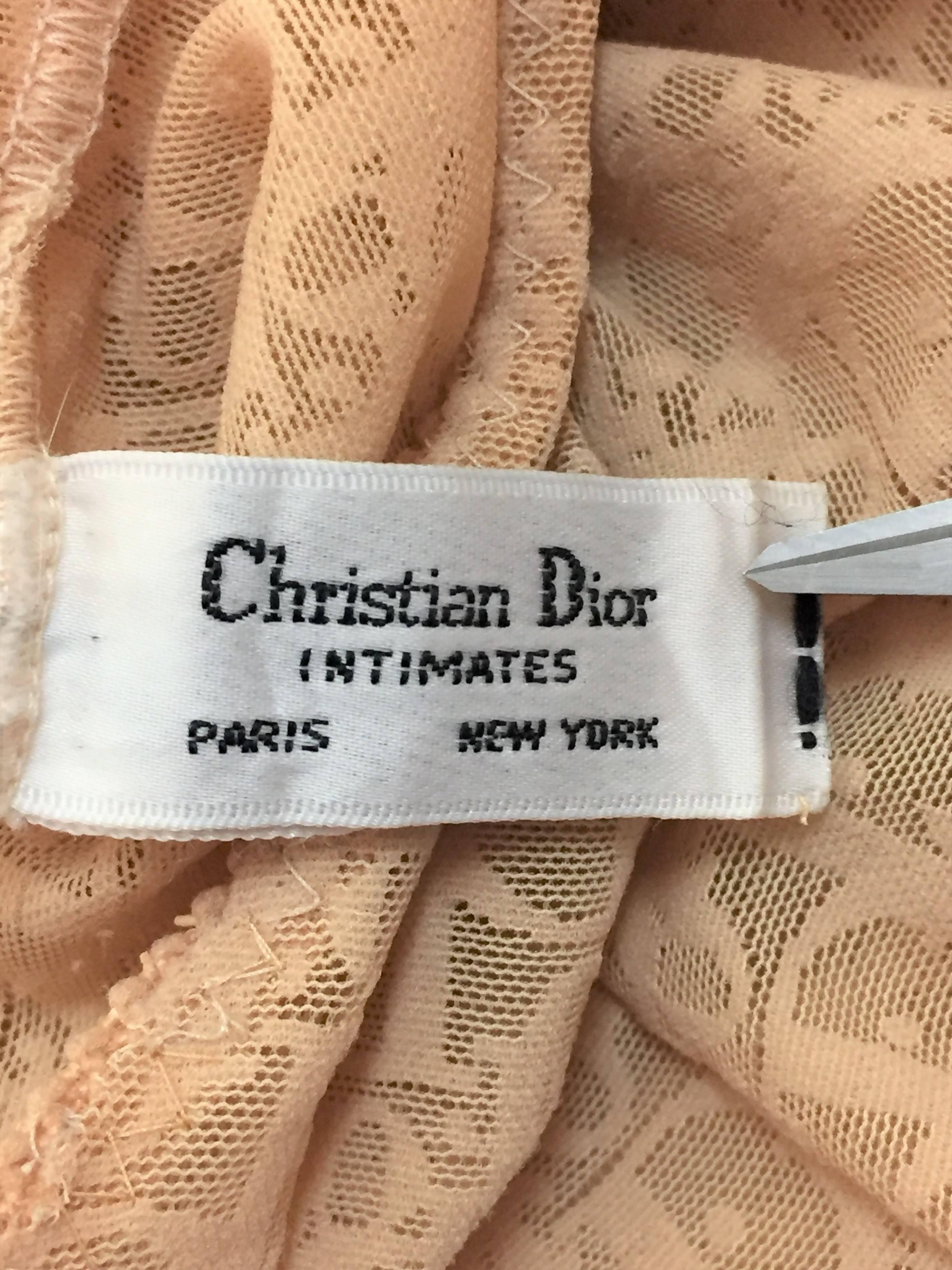 1990's Christian Dior Nude Sheer Mesh Monogram Bodysuit Top 36C In Good Condition In Yukon, OK