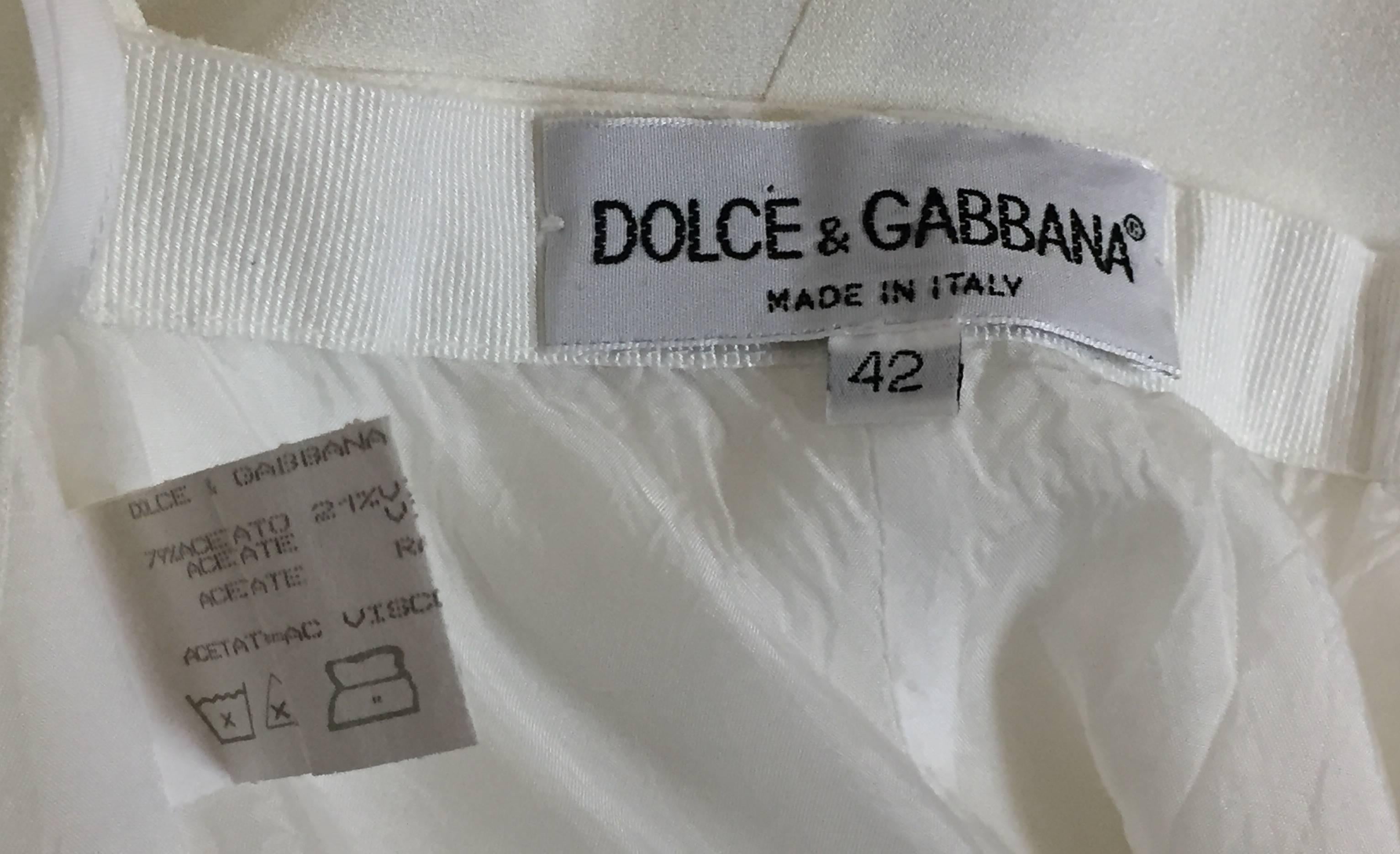 Gray S/S 1995 Dolce & Gabbana Runway Ivory Plunging Marilyn Halter Skater Mini Dress