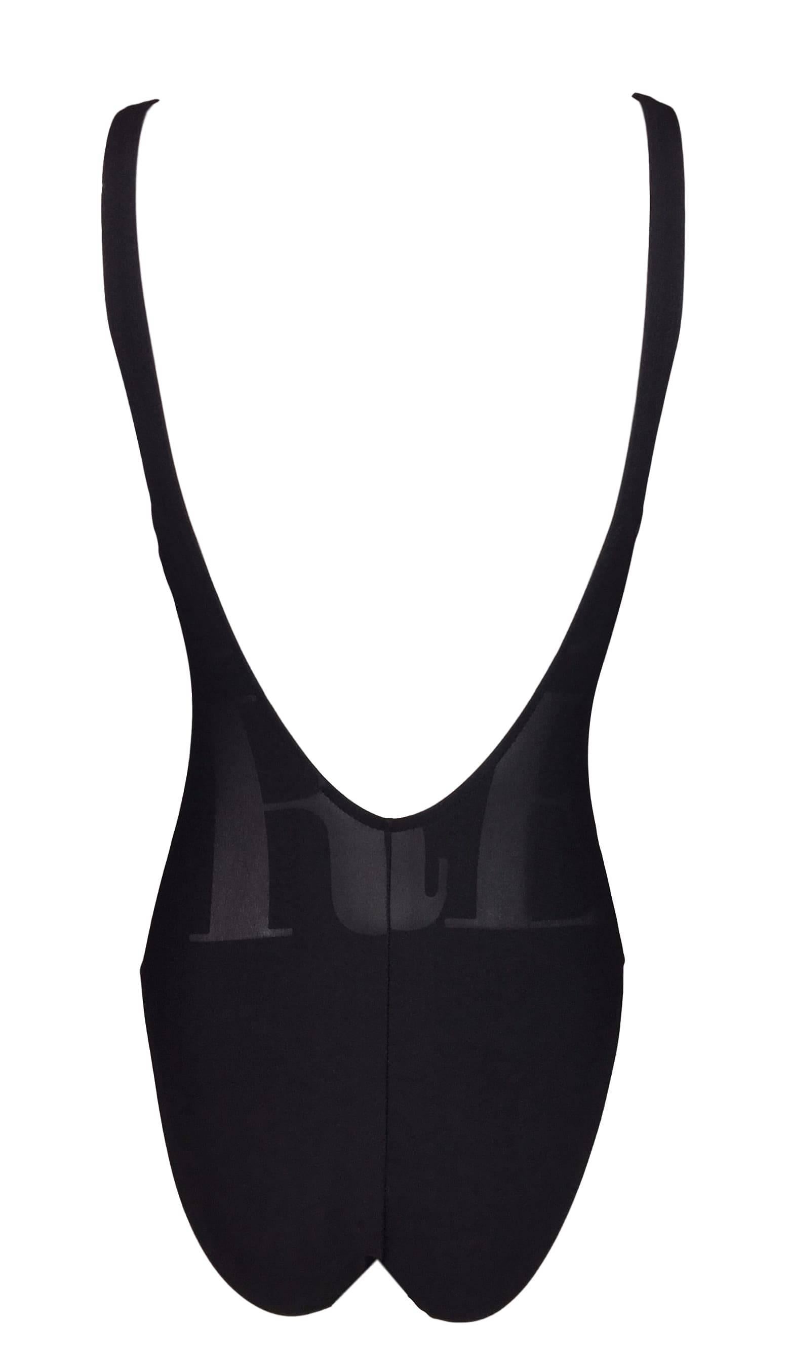 Unworn 1990's Gianfranco Ferre Sheer Black Logo Bodysuit Swimsuit Top In New Condition In Yukon, OK