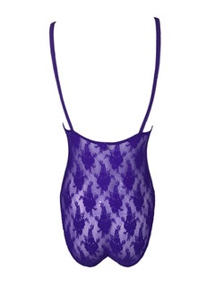 1990's Christian Dior Sheer Mesh & Lace Purple Bodysuit Top