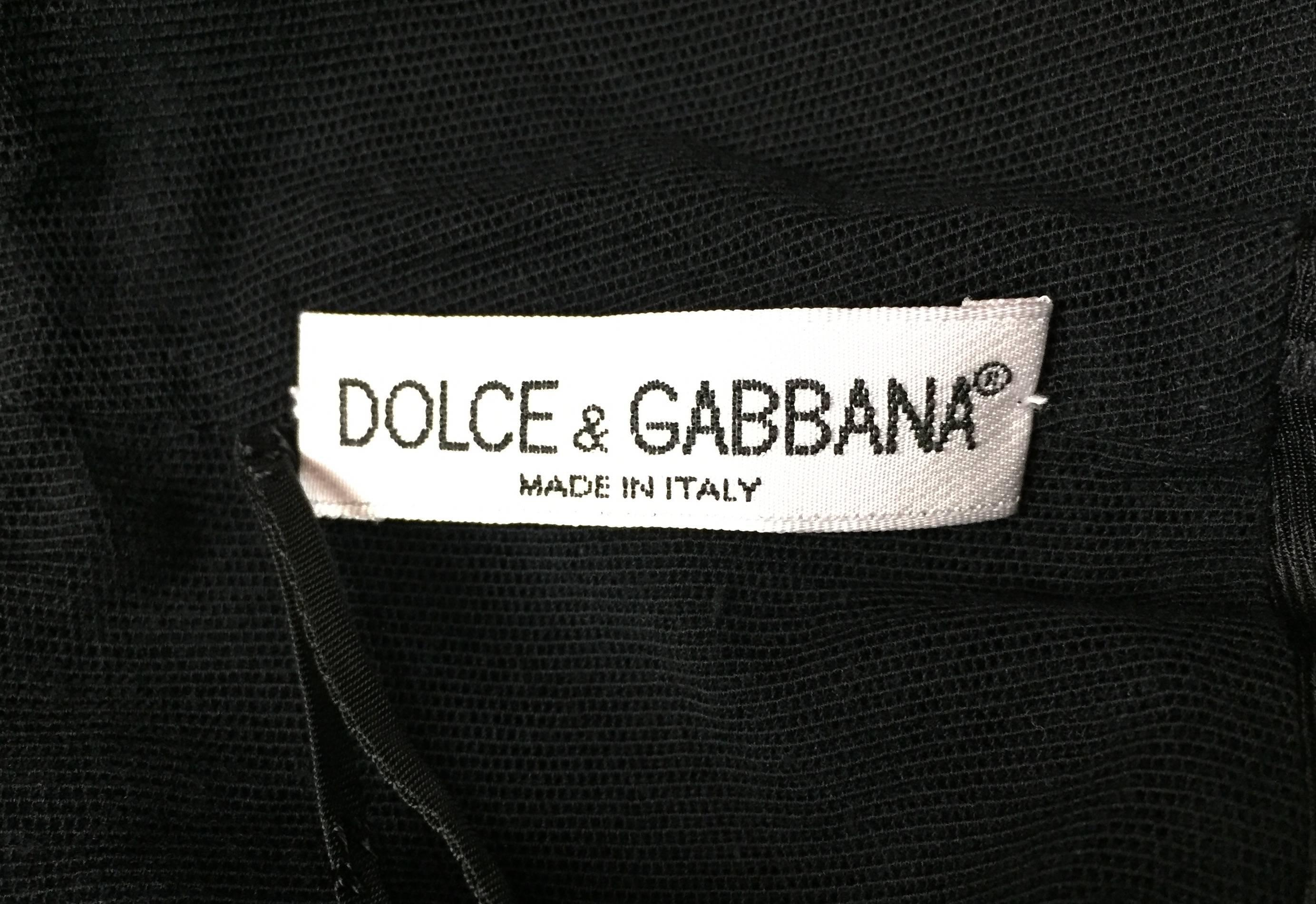 Women's S/S 1998 Dolce & Gabbana Sheer Black Mesh Lace Underlay Wiggle Pin-up Dress 46 