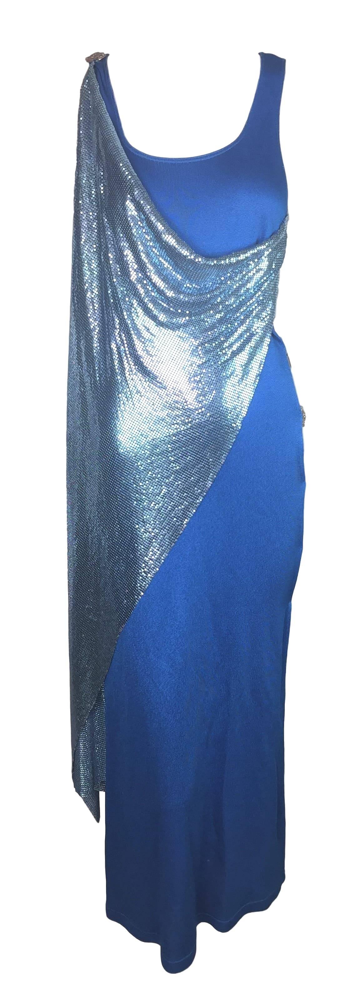 blue chainmail dress