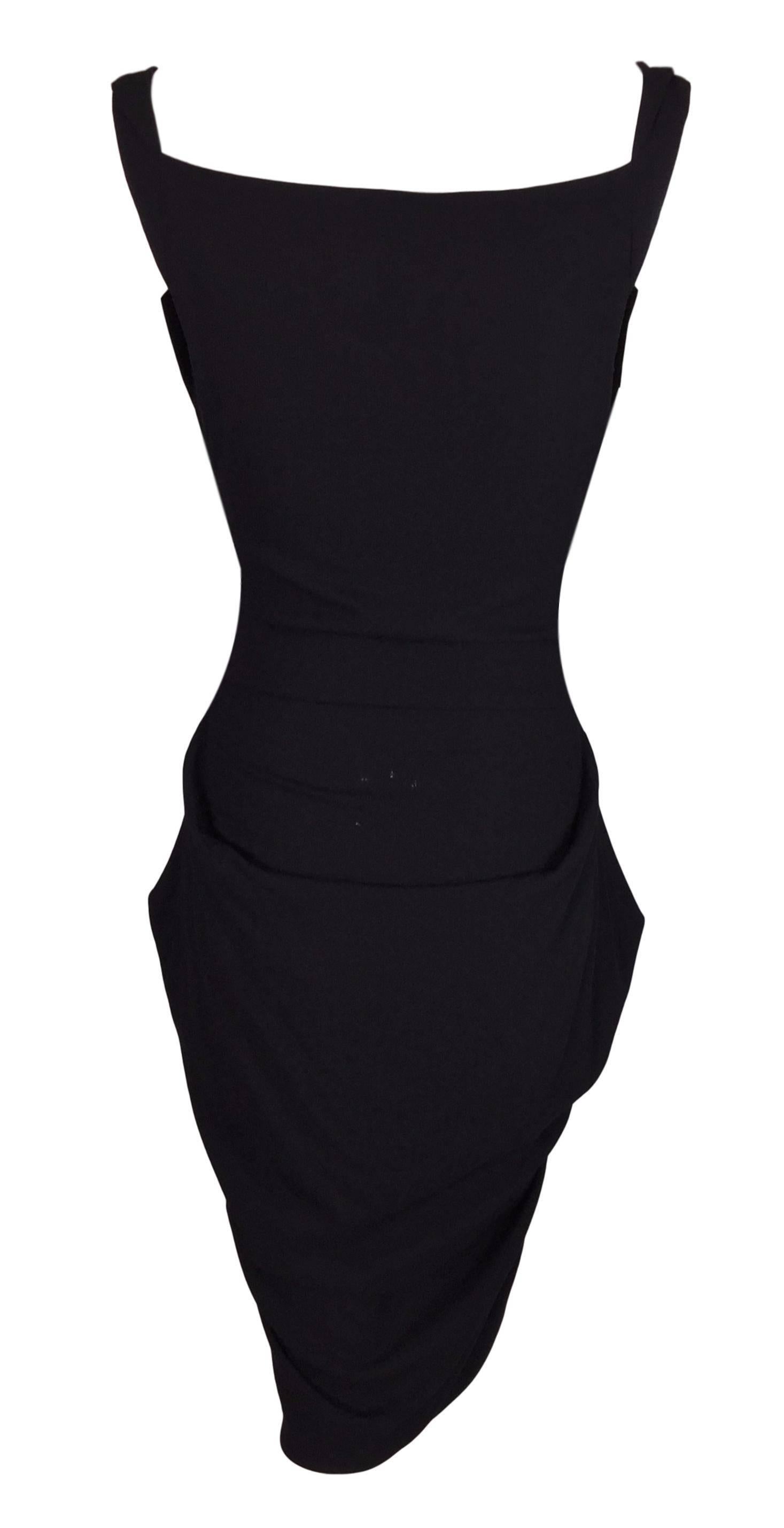 2003 Vivienne Westwood Plunging Black Bodysuit Dress In Excellent Condition In Yukon, OK