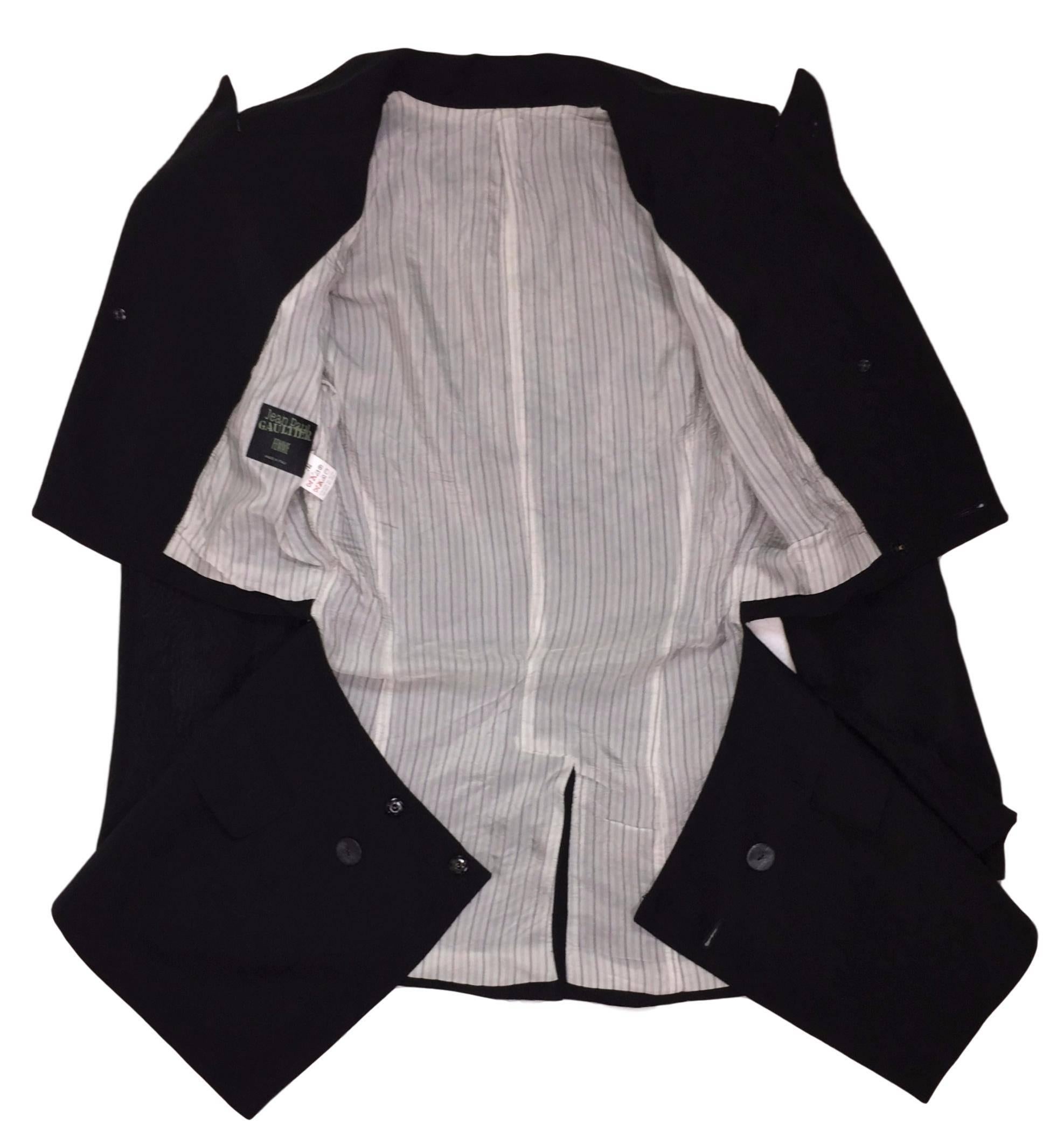 1989 Jean Paul Gaultier Black Cut-Out Waist Blazer Jacket In Excellent Condition In Yukon, OK