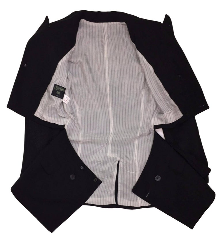 1989 Jean Paul Gaultier Black Cut-Out Waist Blazer Jacket at 1stDibs
