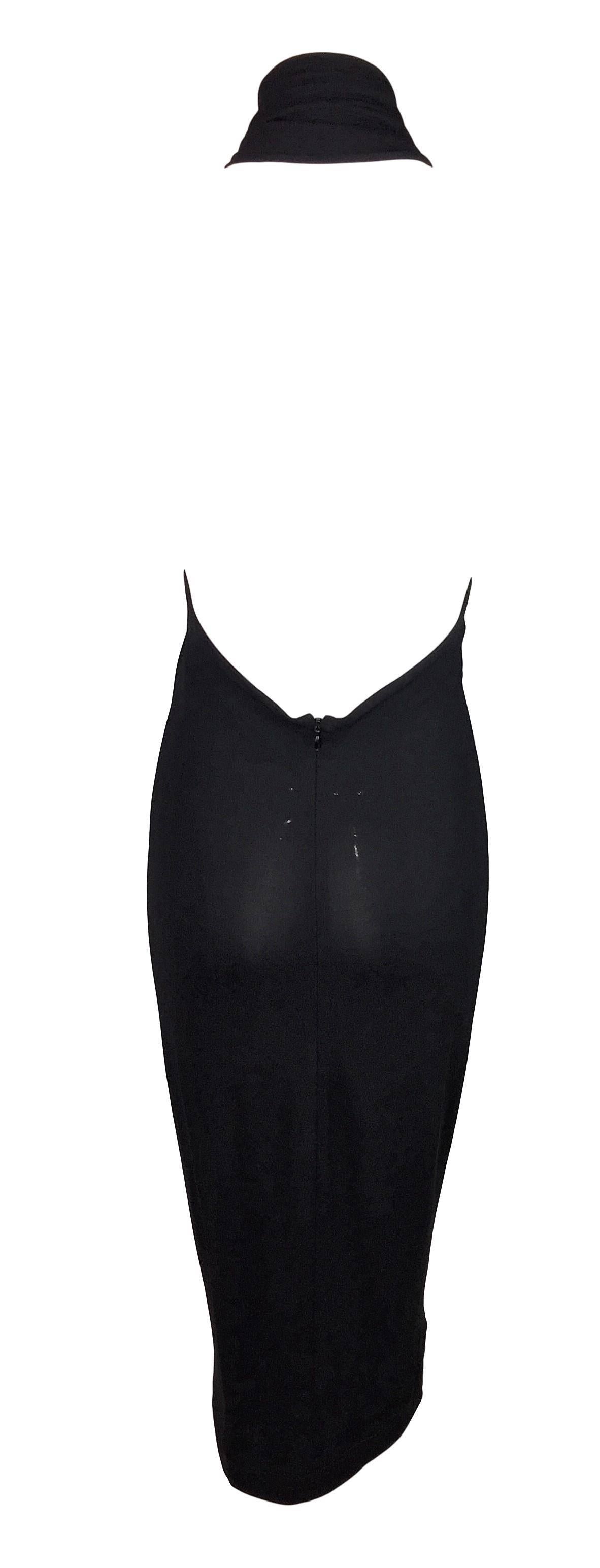 S/S 1996 Dolce & Gabbana Sheer Black Plunging Halter Pin-Up Backless Dress In Excellent Condition In Yukon, OK