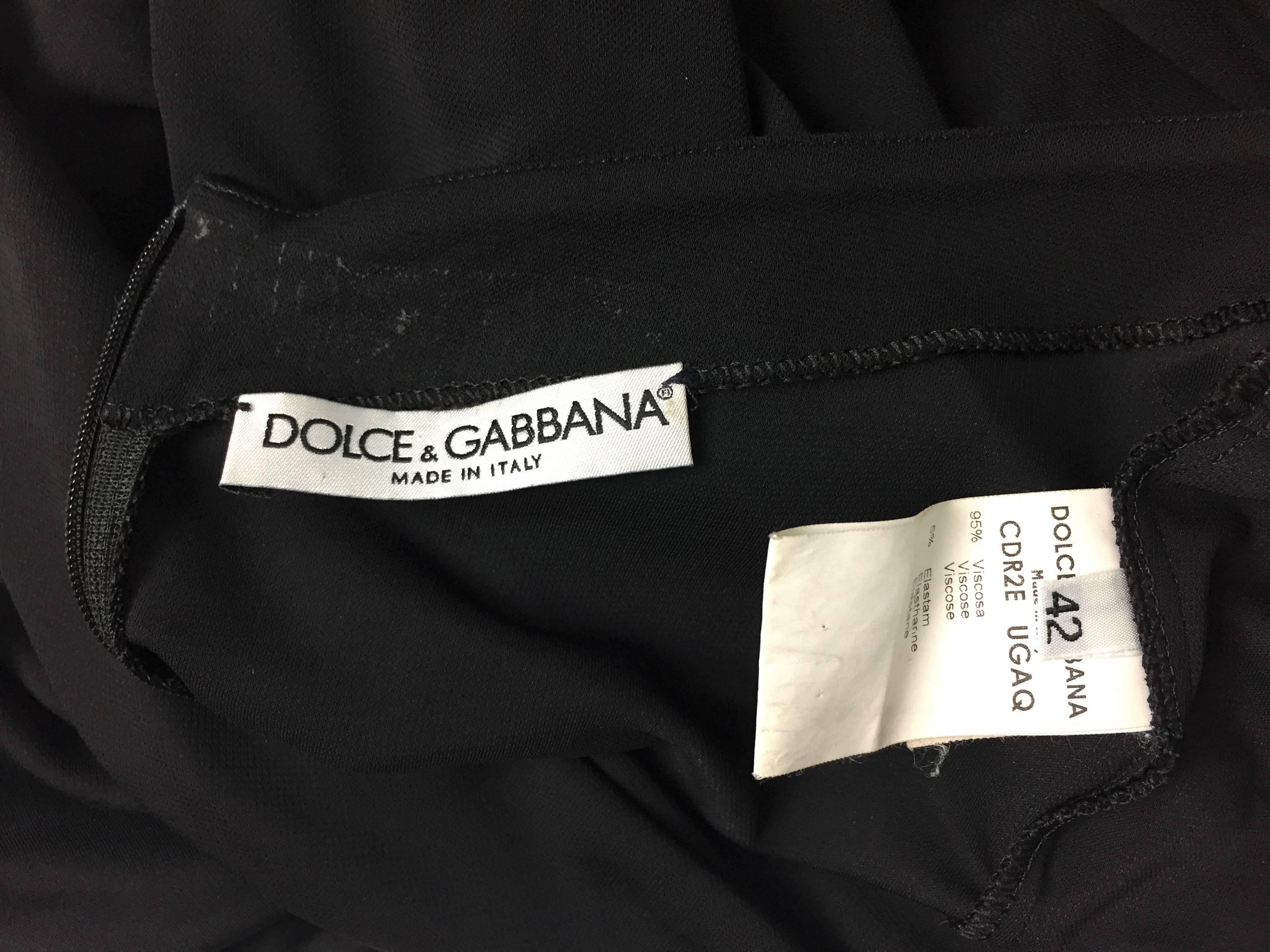 Women's S/S 1996 Dolce & Gabbana Sheer Black Plunging Halter Pin-Up Backless Dress