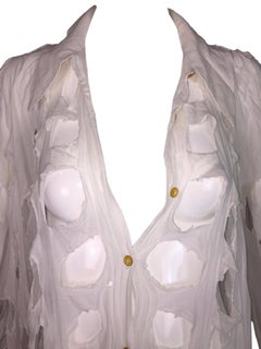 RARE S/S 1991 Vivienne Westwood Cut Slash Pull Met V&A Museum White Dress Shirt