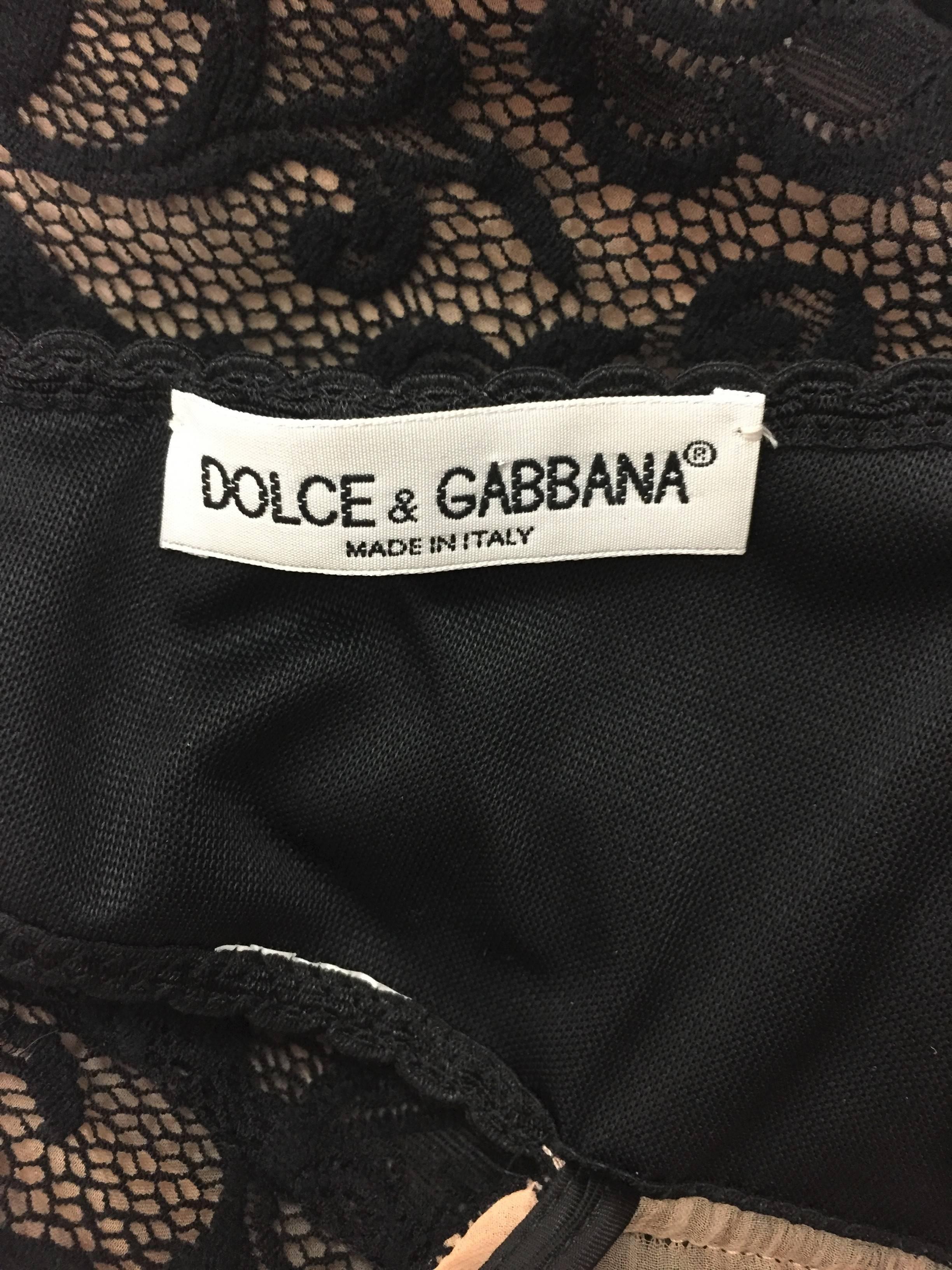 1996 Dolce & Gabbana Sheer Black Mesh Lace Bra Long Gown Dress 1