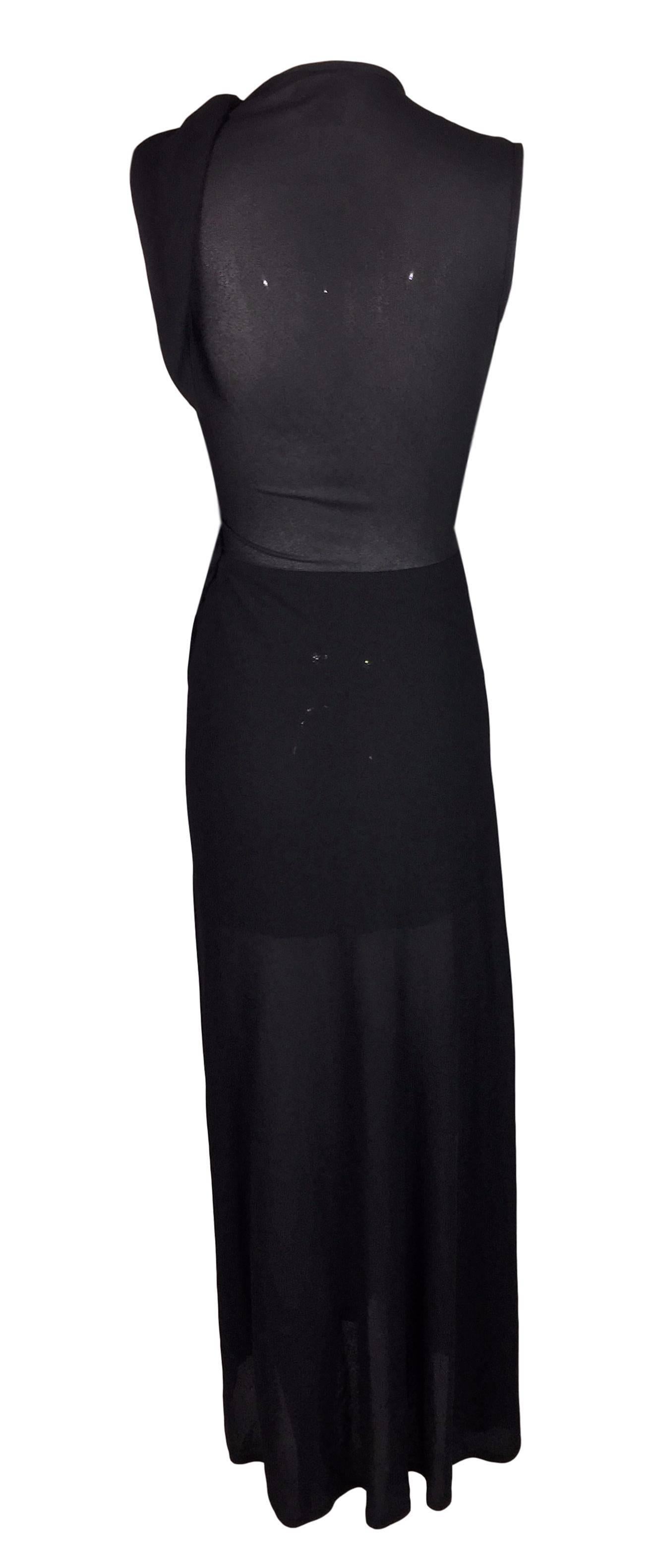 1990's Vivienne Westwood Couture Sheer Black Avant Garde Long Dress Gown XS 1