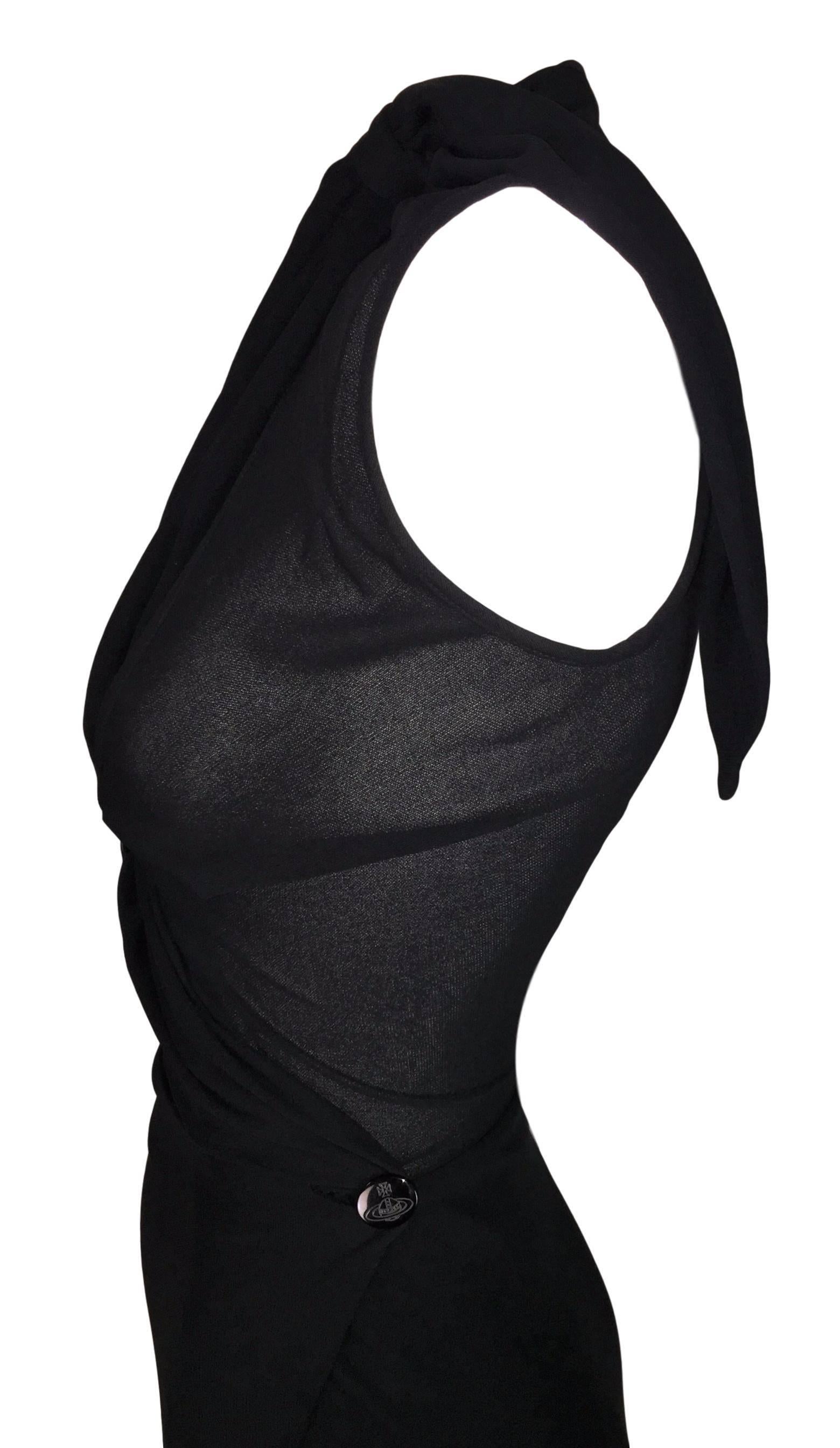 Women's 1990's Vivienne Westwood Couture Sheer Black Avant Garde Long Dress Gown XS