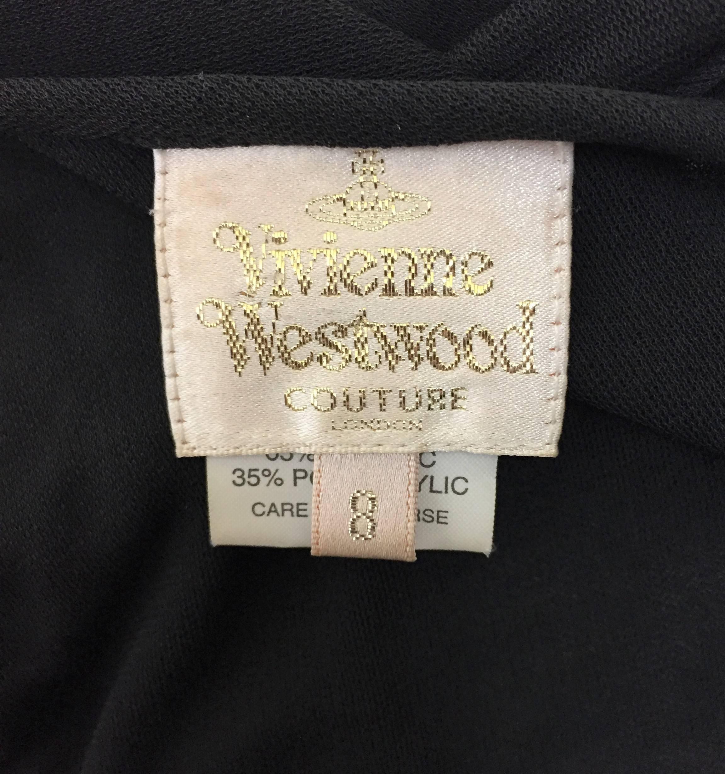 1990's Vivienne Westwood Couture Sheer Black Avant Garde Long Dress Gown XS 3