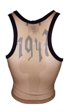 S/S 2002 Christian Dior Galliano Runway Hardcore Tattoo Sheer Mesh Nude Top 42/S