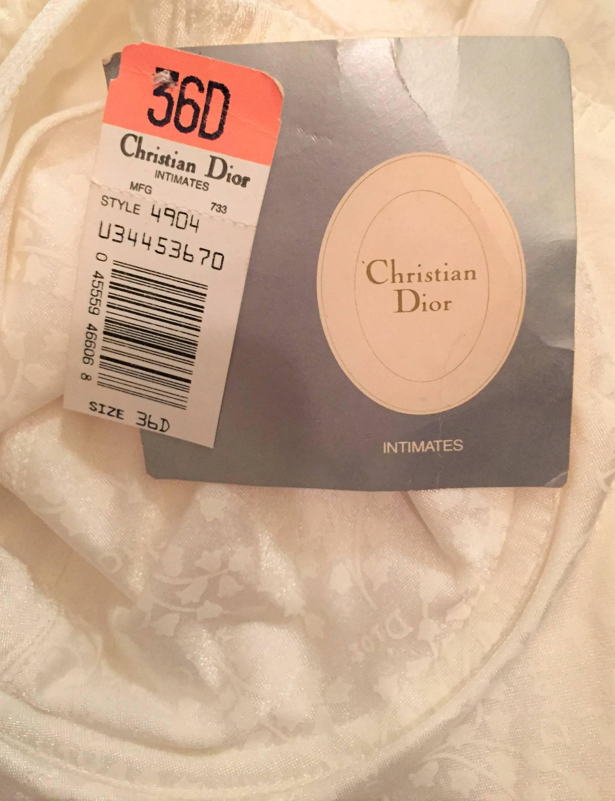 NWT 1990's Christian Dior Ivory Monogram Shapewear Bodysuit Top 36D XS/S In New Condition In Yukon, OK