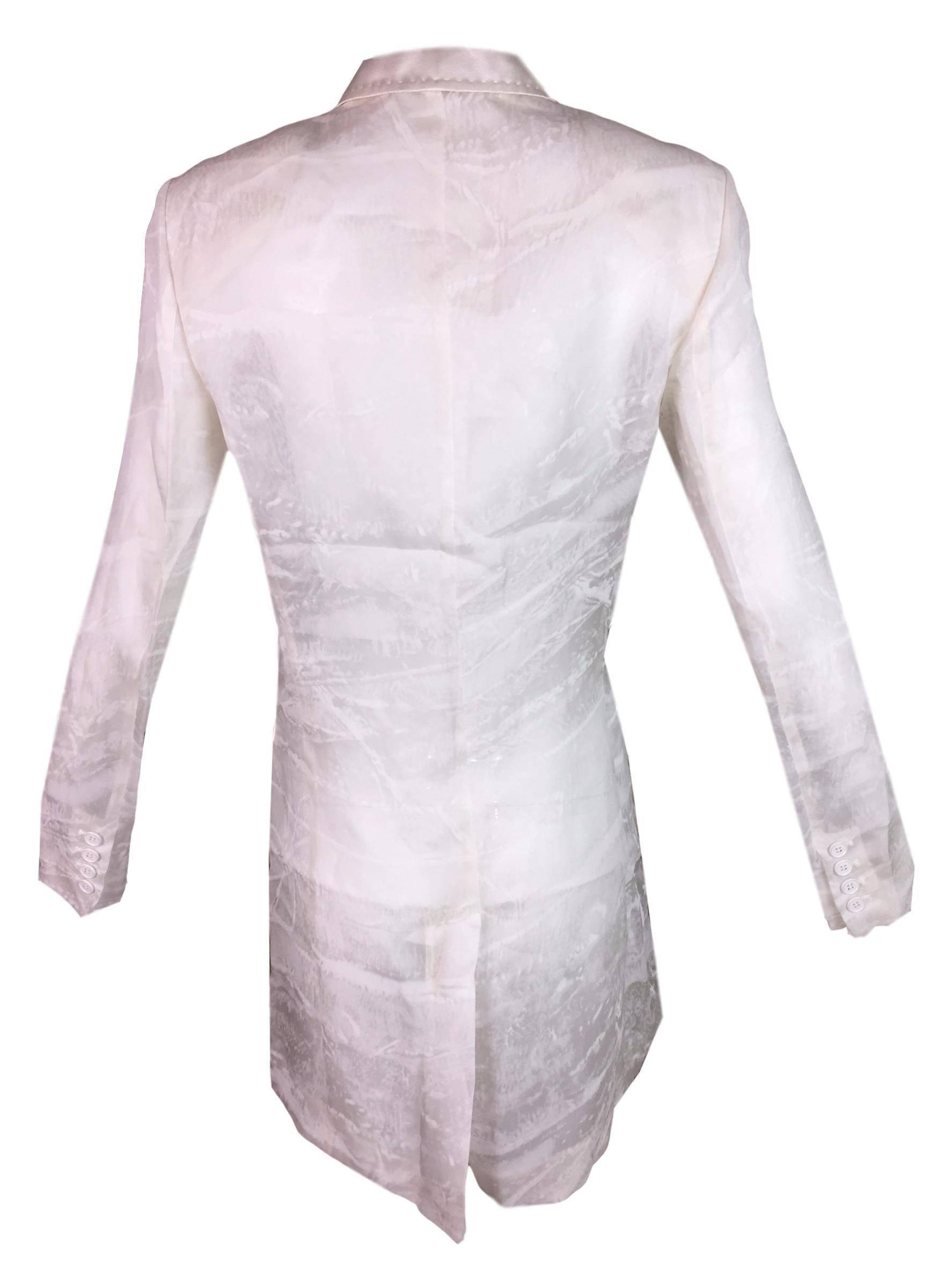 Gray C. 2001 NWT Dolce & Gabbana Sheer Ivory Silk Dress Coat Blazer Menswear 38