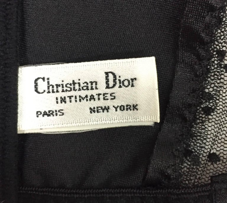 Unworn 1990's Christian Dior Pin-Up Black Sheer Mesh Monogram