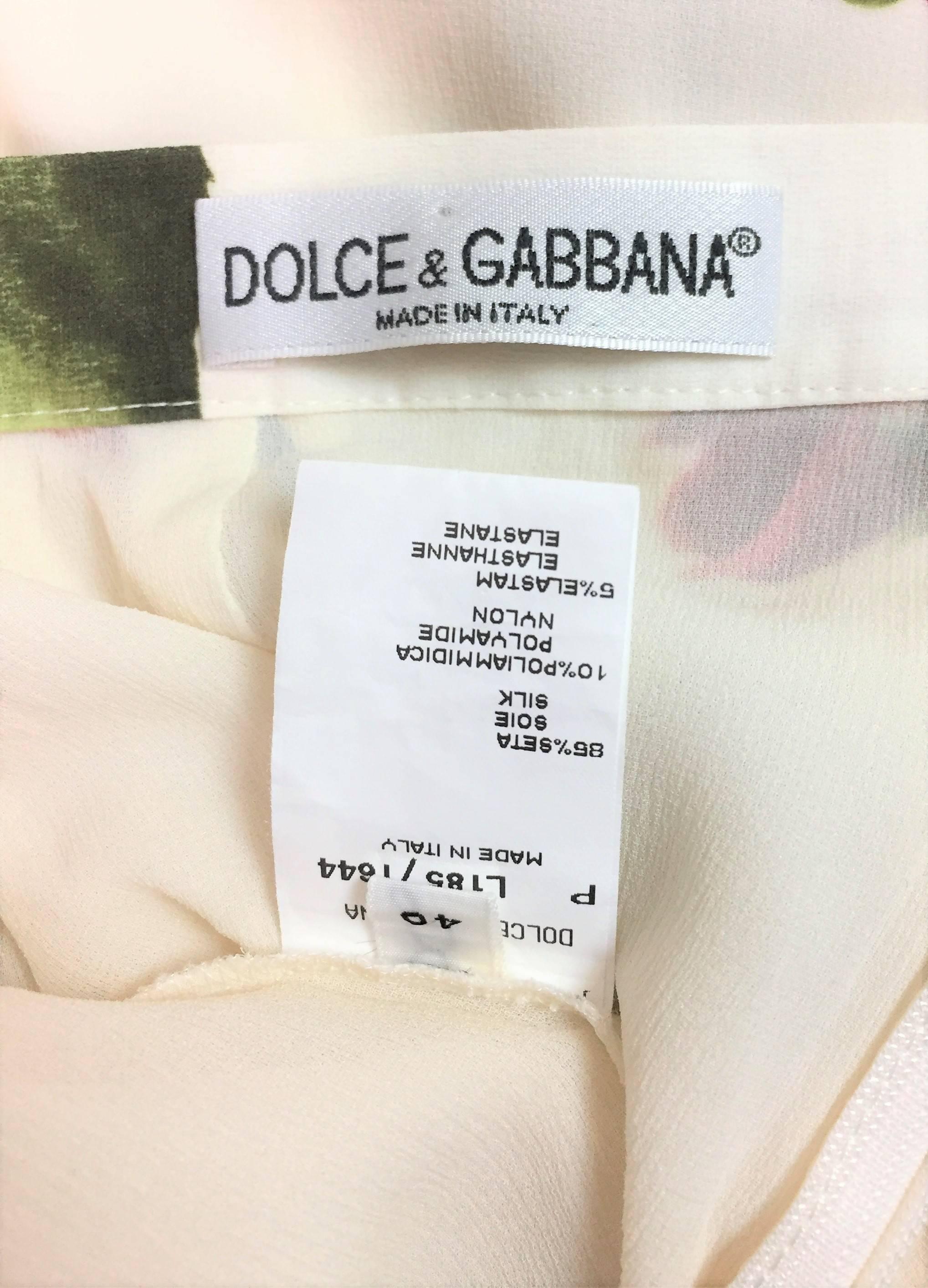 Gray F/W 1996 Dolce & Gabbana Ivory Sheer Silk Stretch Floral Wiggle Pencil Skirt
