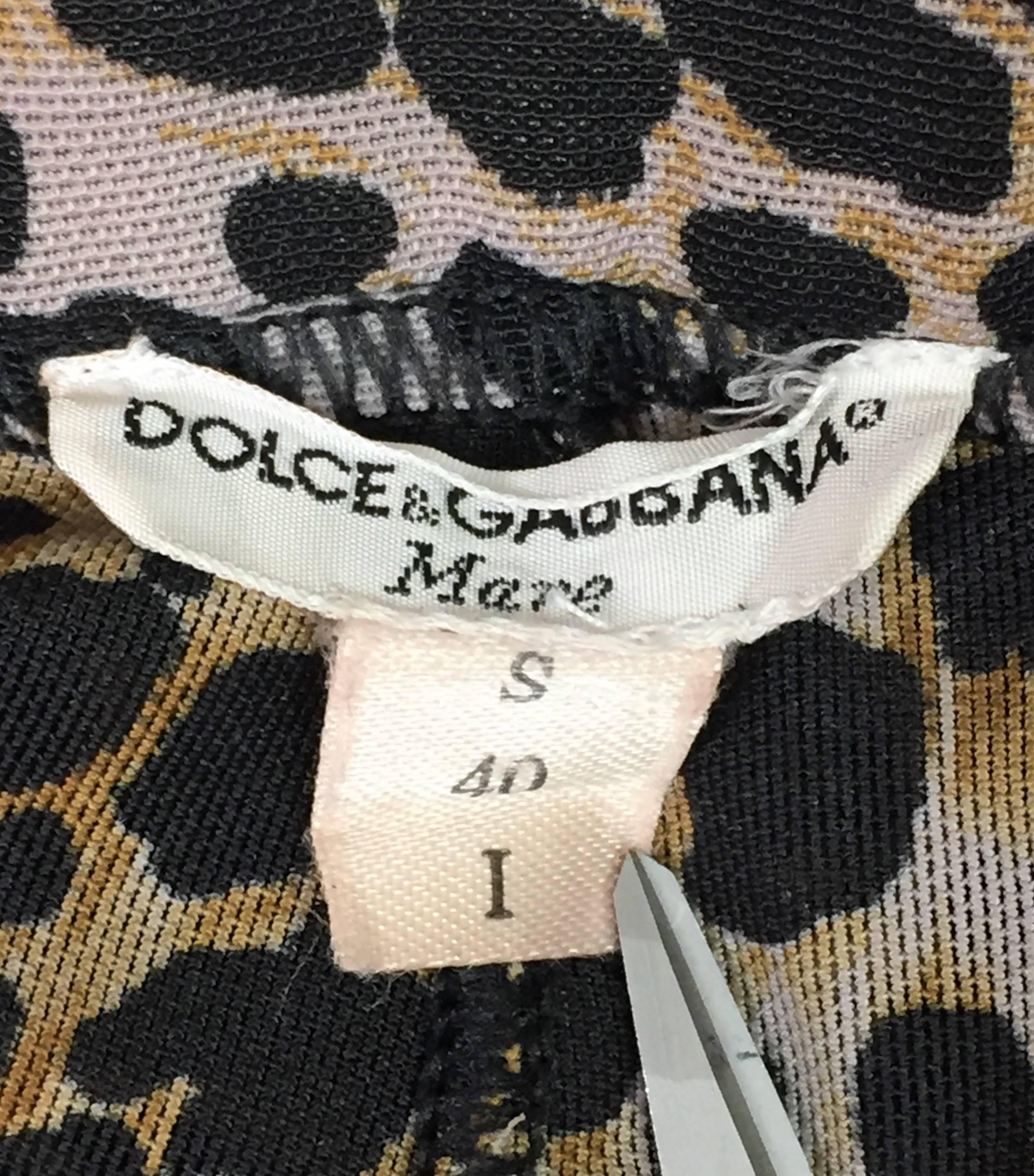 Black 1990s Dolce & Gabbana Sheer Mesh Leopard Blouse Top and Pant Ensemble XS/S