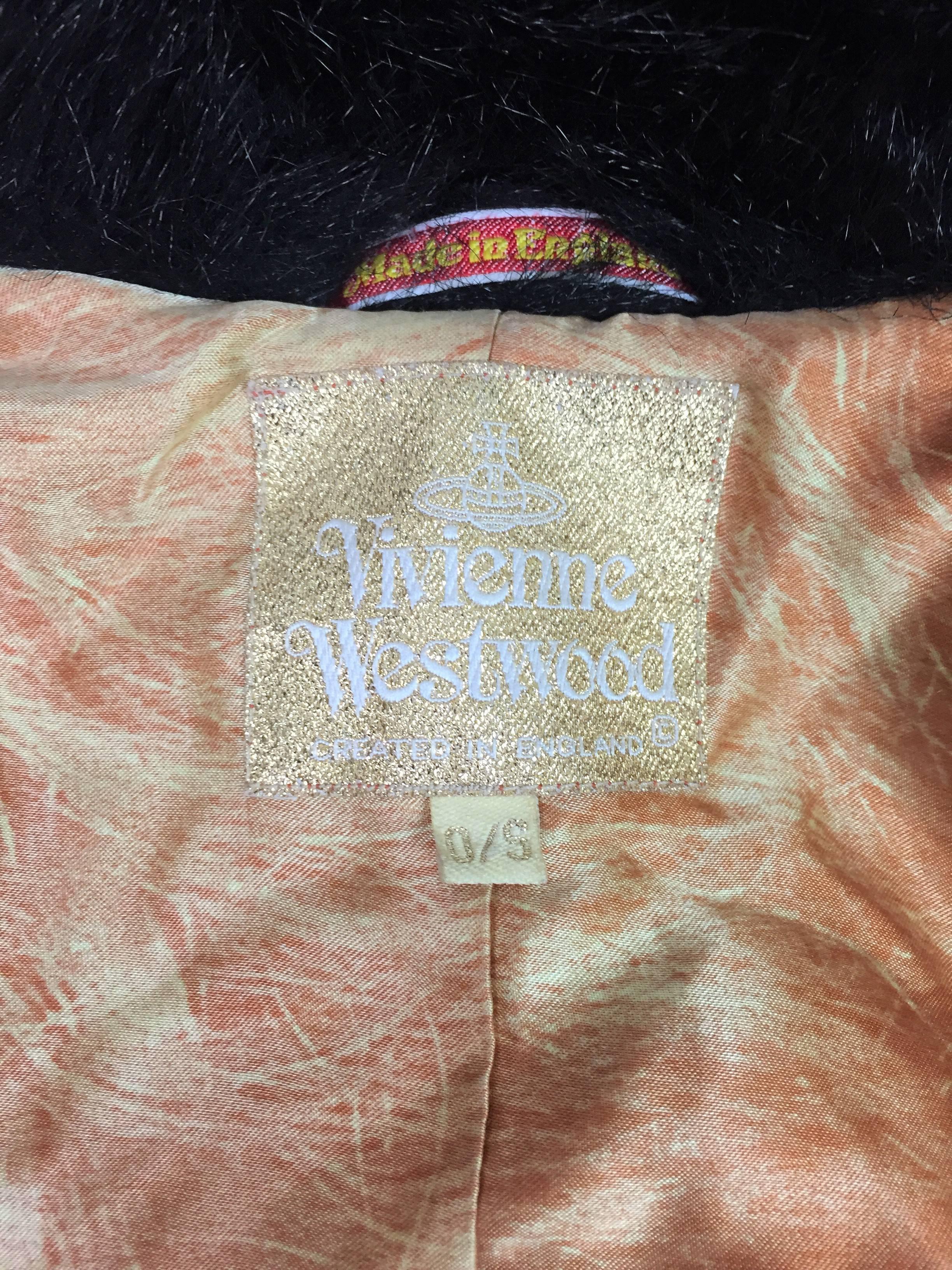 F/W 1993 Vivienne Westwood Gold Label Black Cropped Faux Fur Bolero Jacket In Excellent Condition In Yukon, OK