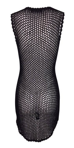 2001 Dolce & Gabbana Black Sheer Fishnet Mesh Mini Dress 42 XS-L