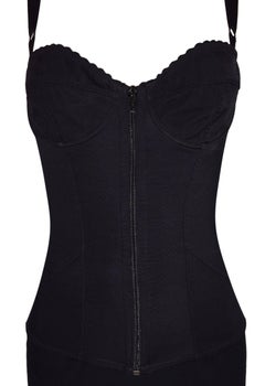 S/S 1998 Dolce & Gabbana Bustier-Oberteil mit Reißverschluss und Rock aus durchsichtigem Netzgewebe