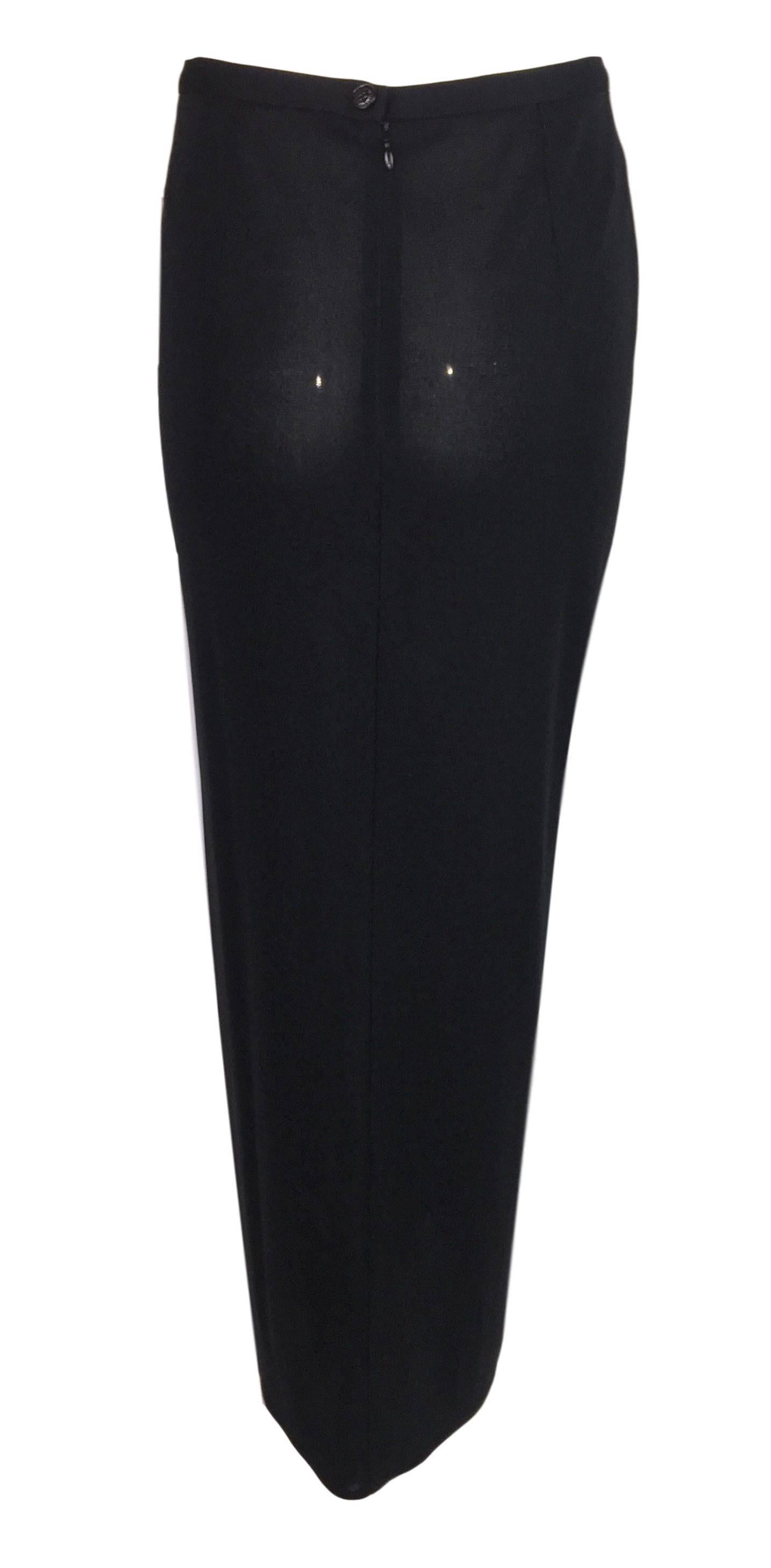 1996 Dolce & Gabbana Semi-Sheer Long Black Stretch Pencil Skirt In Excellent Condition In Yukon, OK