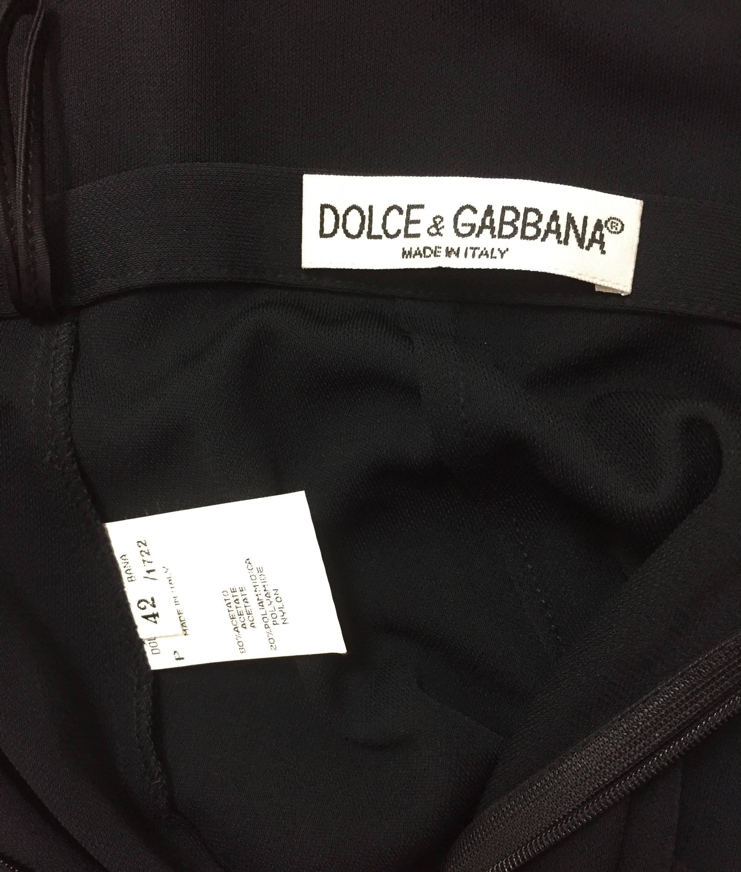 Women's 1996 Dolce & Gabbana Semi-Sheer Long Black Stretch Pencil Skirt